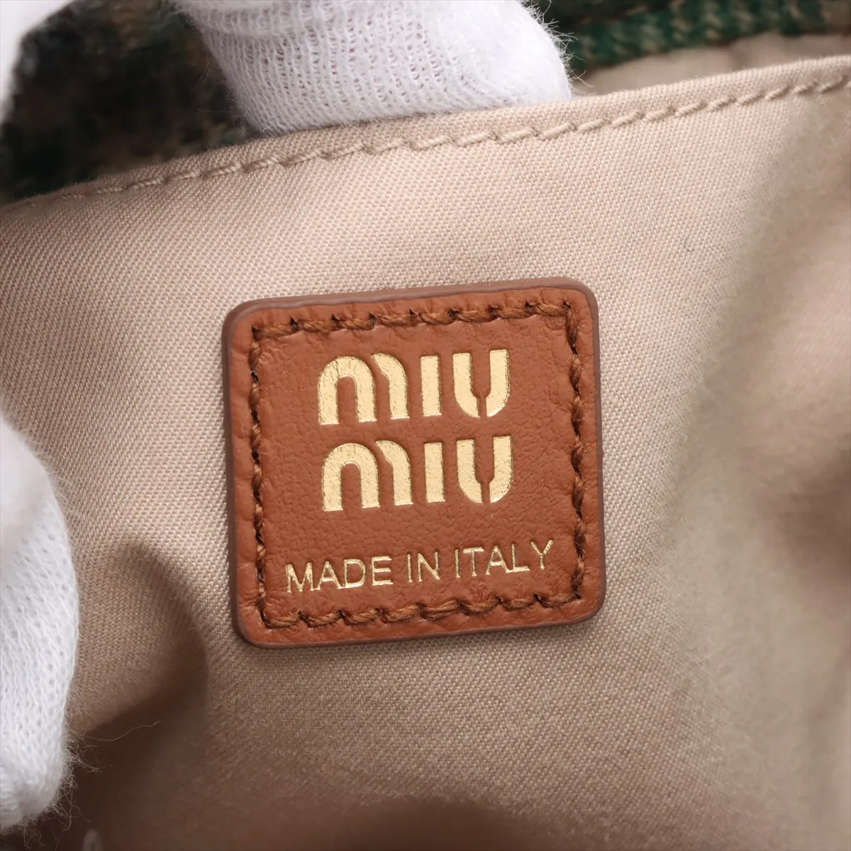 wool x leather backpack/rucksack green x brown — view 12
