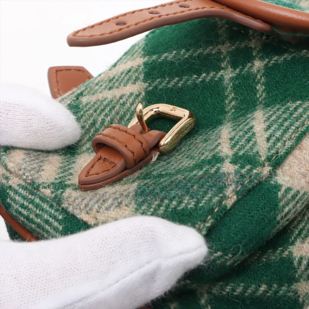 wool x leather backpack/rucksack green x brown — view 14