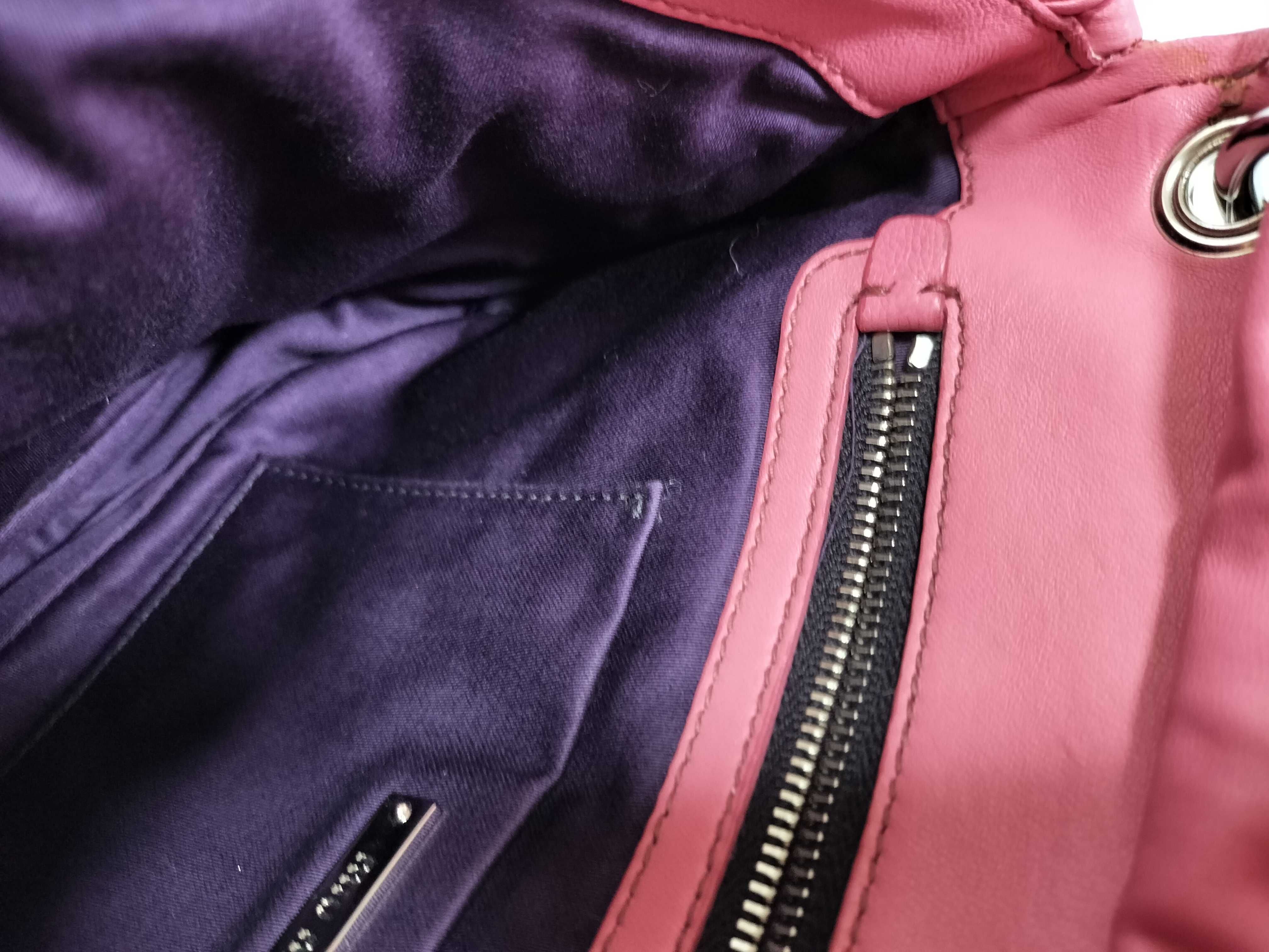 Nappa Crystal Leather Pink Silver Matelassé Shoulder Bag — view 11