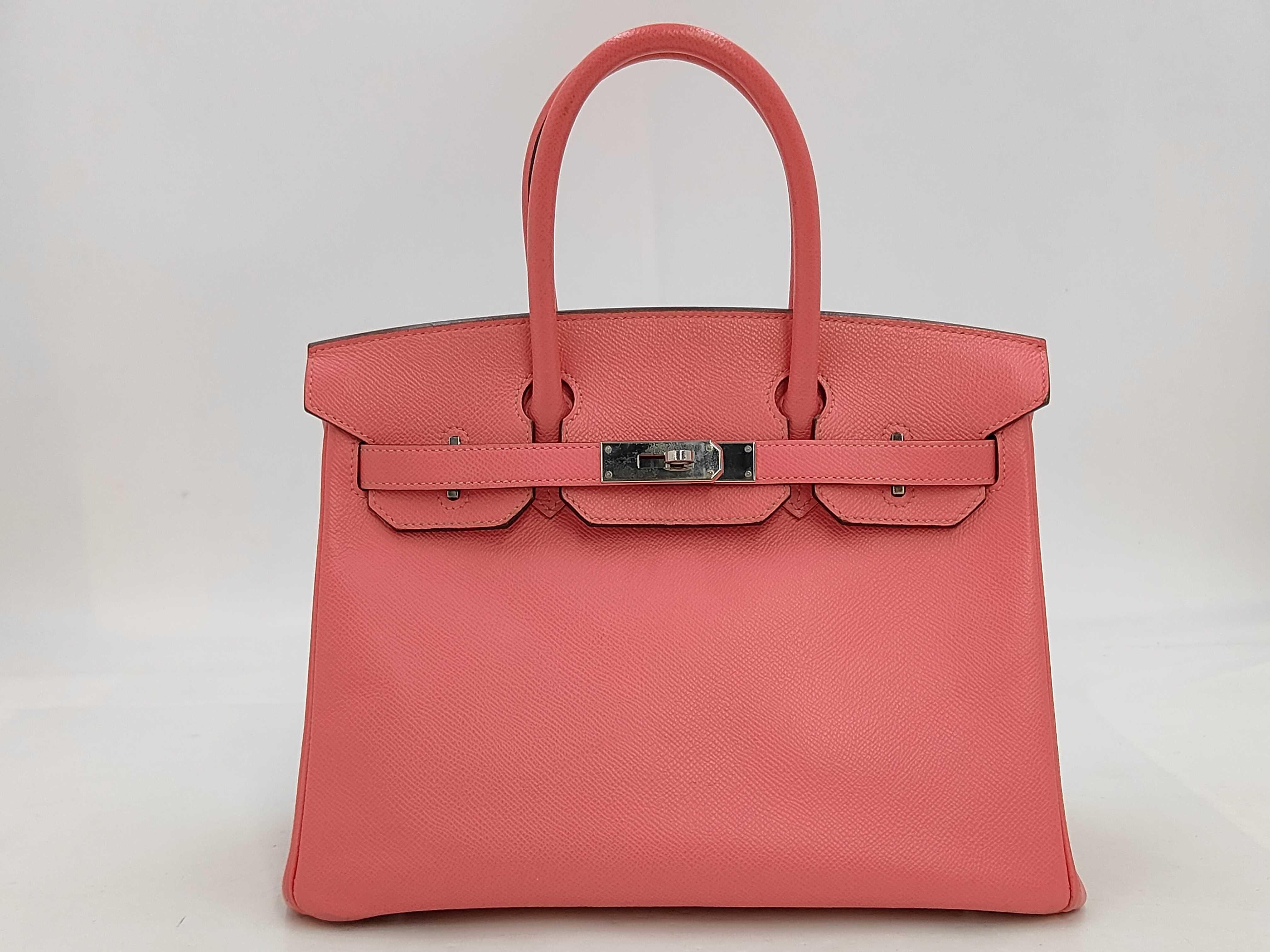 Birkin 30 Epsom leather, silver hardware, D color, pinkish handbag