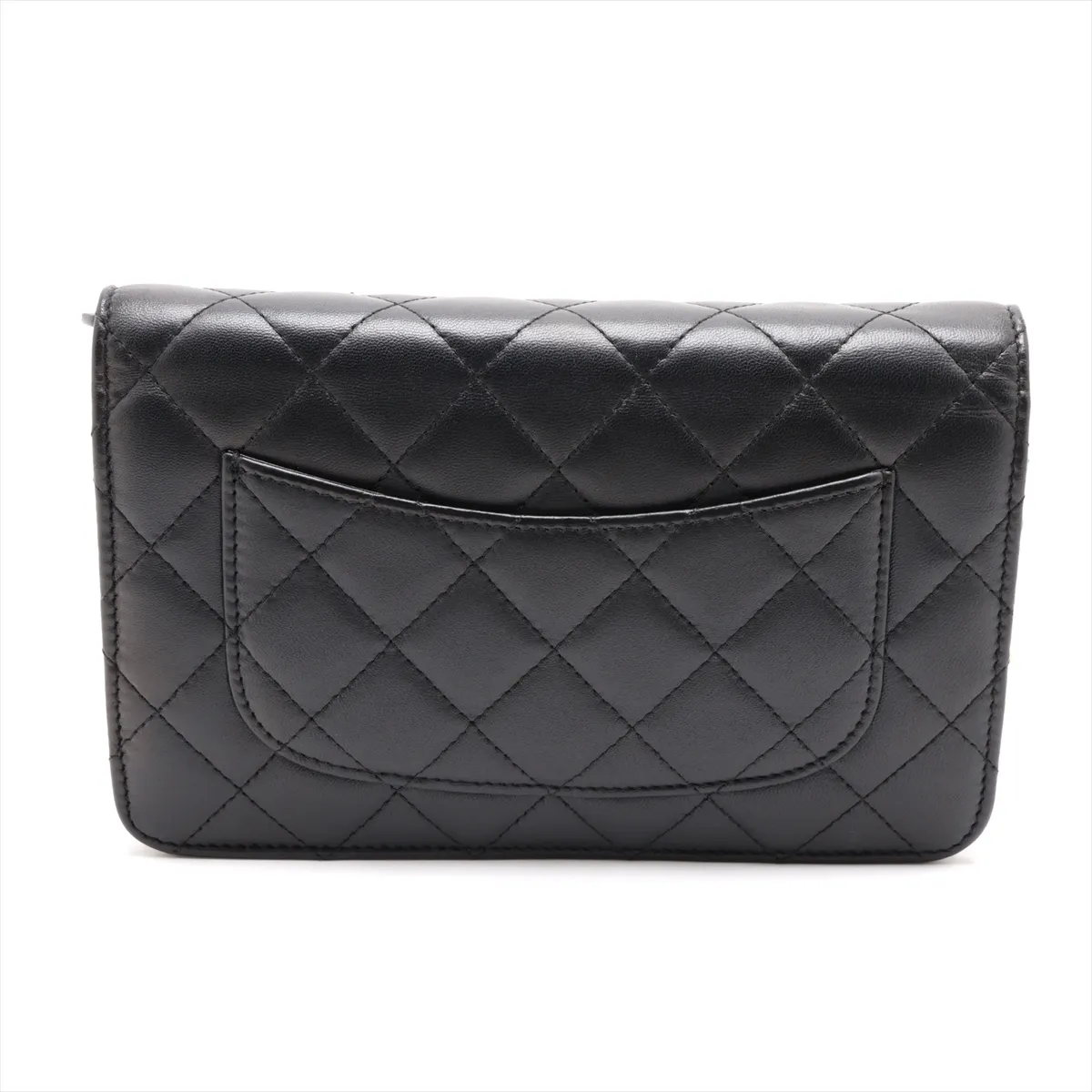 Matelassé Lambskin Chain Wallet, Black with Gold Hardware, 25149715 (Serial Number in the 25s) — view 2