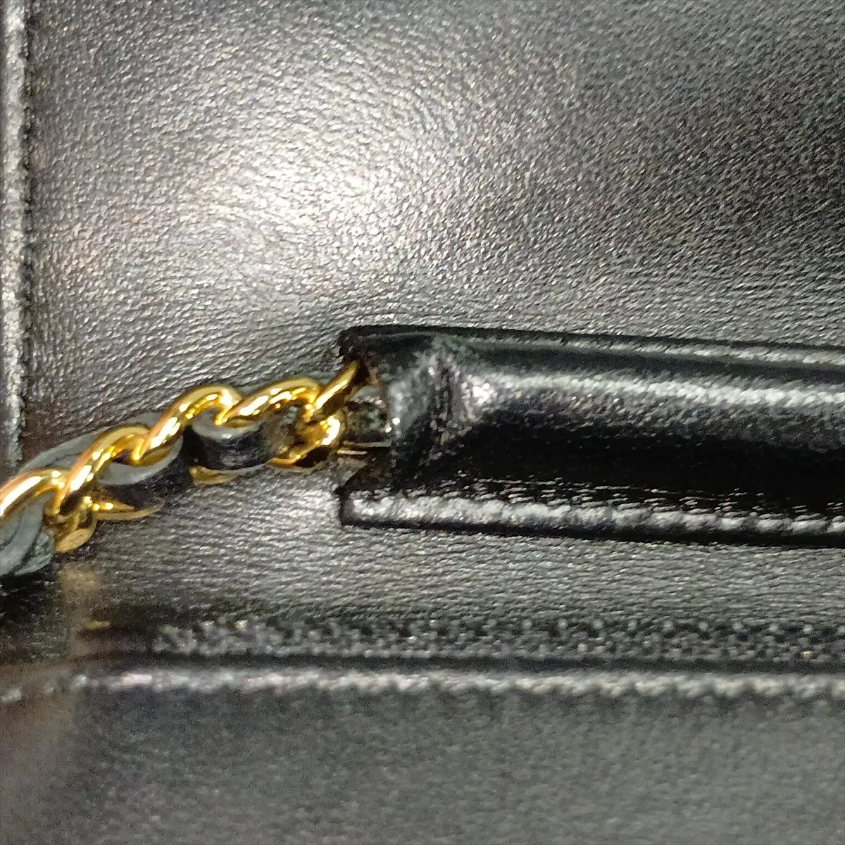 Matelassé Lambskin Chain Wallet, Black with Gold Hardware, 25149715 (Serial Number in the 25s) — view 14