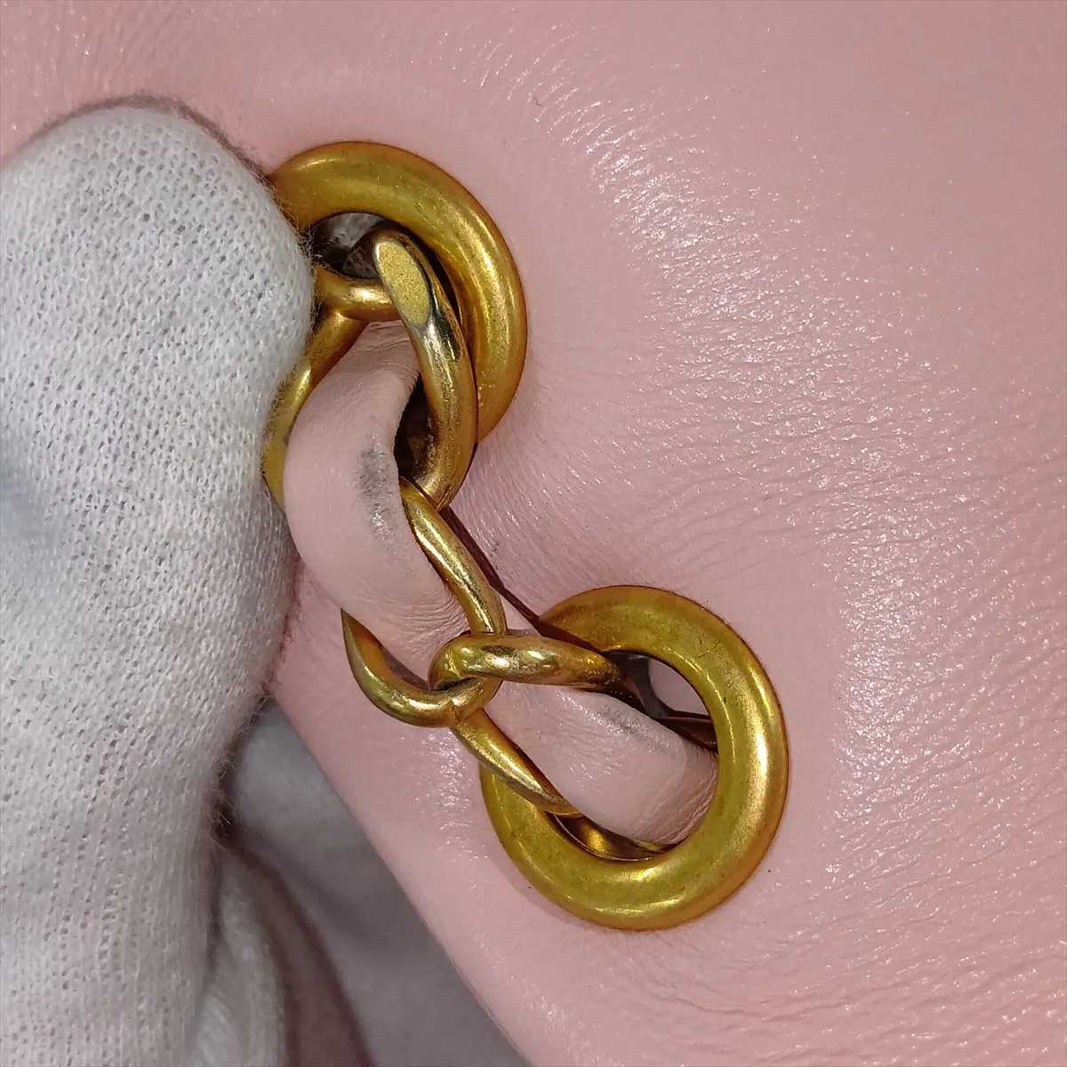 Matelassé Lambskin Chain Backpack, Pink with Gold Hardware, H33U5U1H, Random Plate — view 9