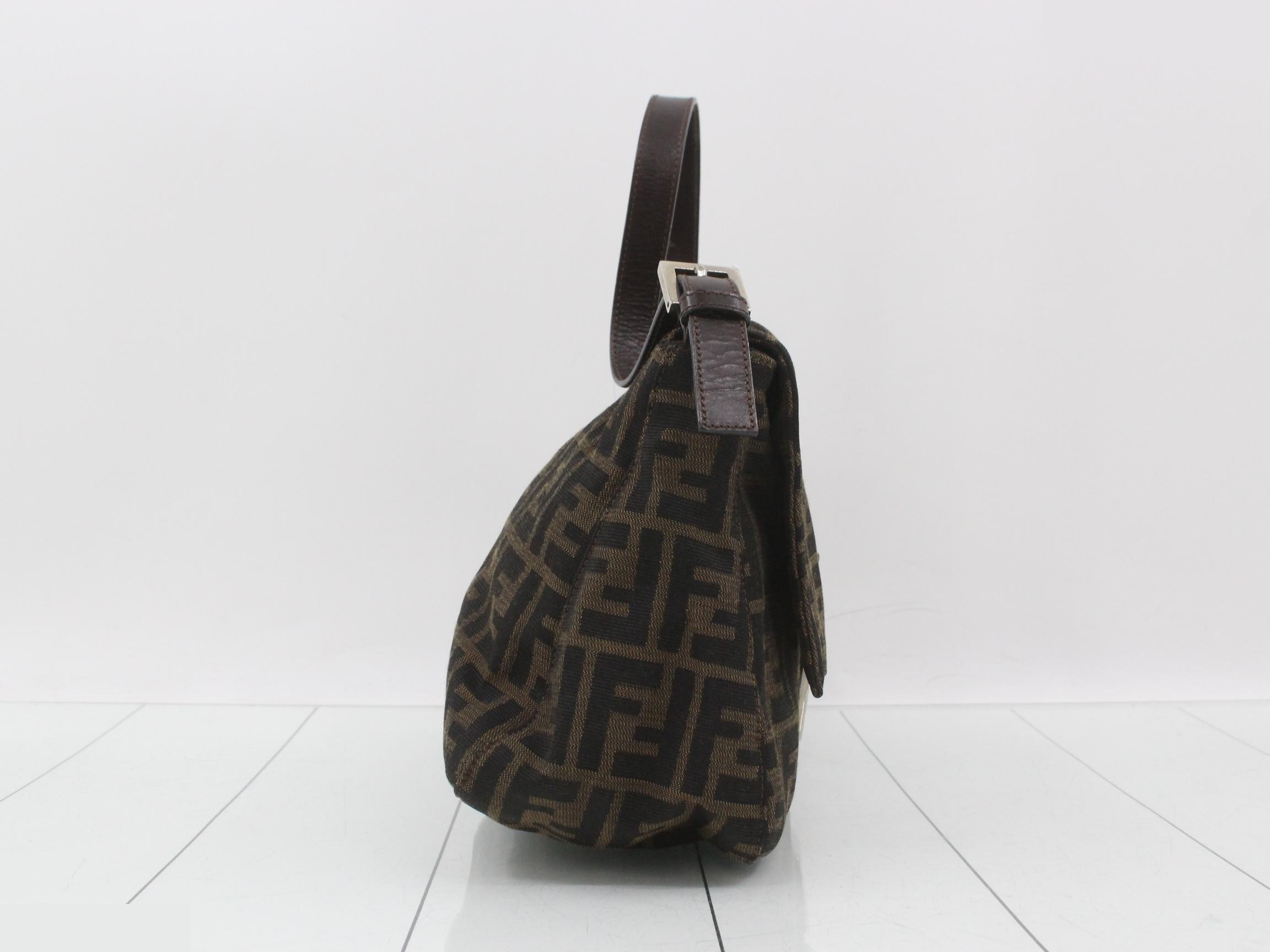 ZUCCA Mamma Bucket Shoulder Bag, Canvas/Leather, Brown — view 4