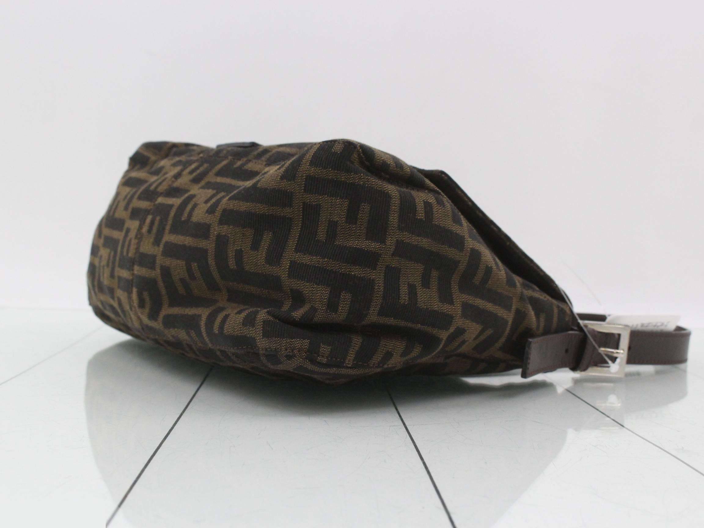 ZUCCA Mamma Bucket Shoulder Bag, Canvas/Leather, Brown — view 6