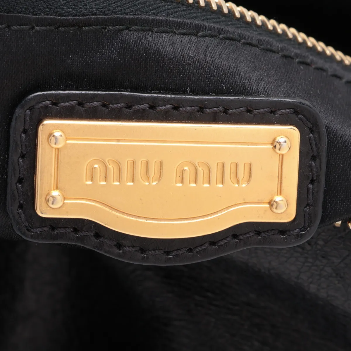 Side Ribbon Leather 2-Way Handbag, Black — view 10