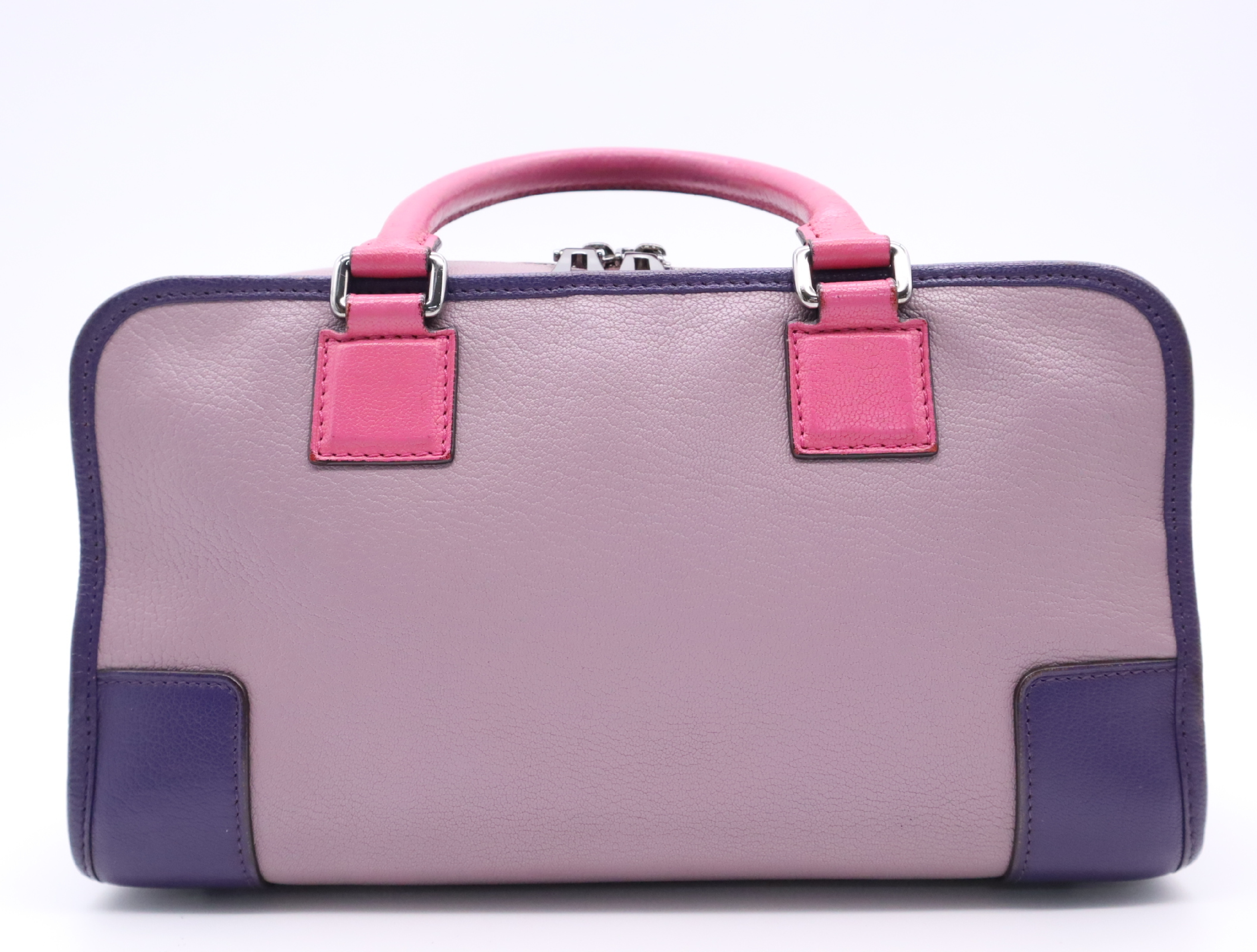 61301 Leather Amazona Purple Handbag with Silver Hardware, Padlock, 2 Keys, and Clochette — view 2