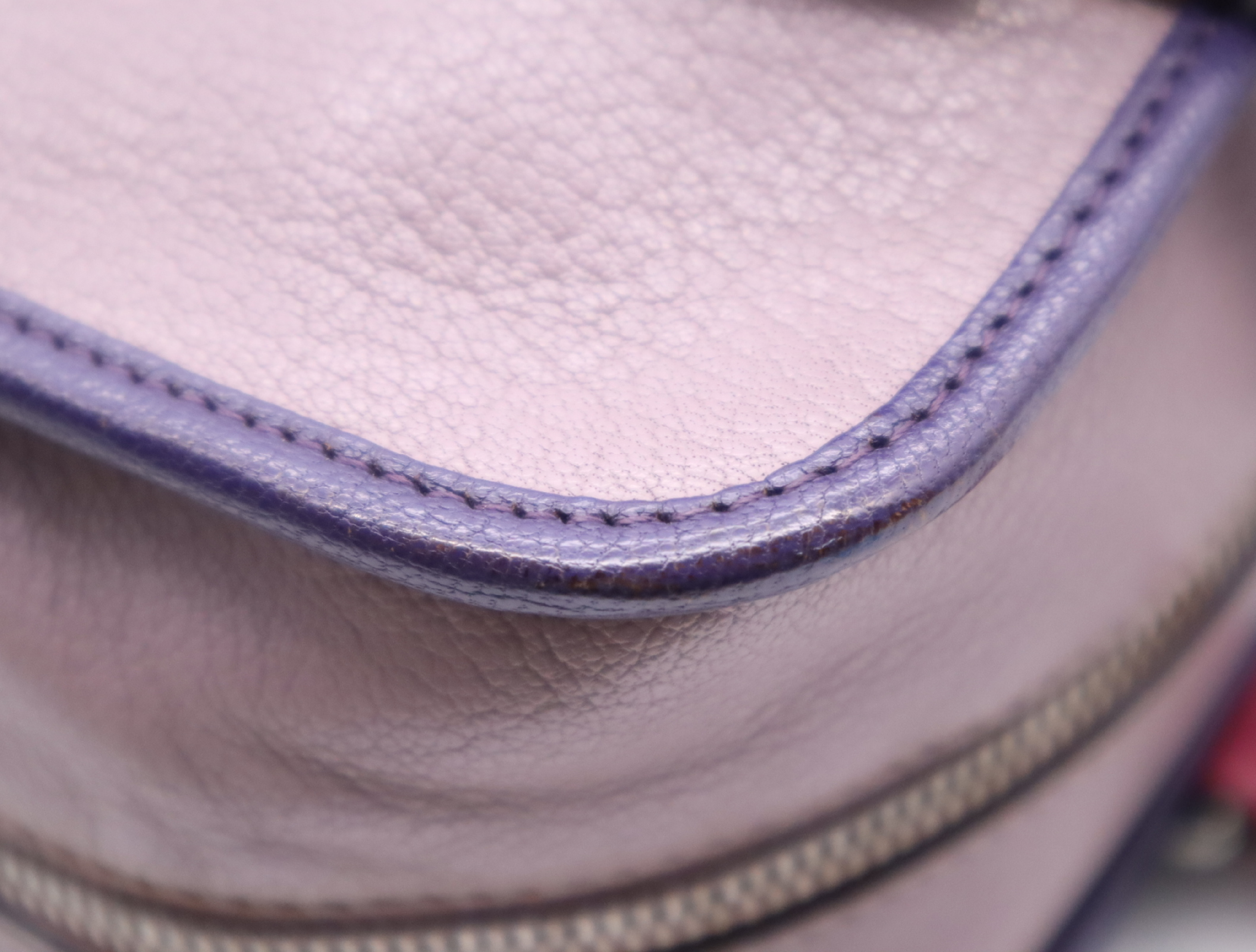 61301 Leather Amazona Purple Handbag with Silver Hardware, Padlock, 2 Keys, and Clochette — view 8