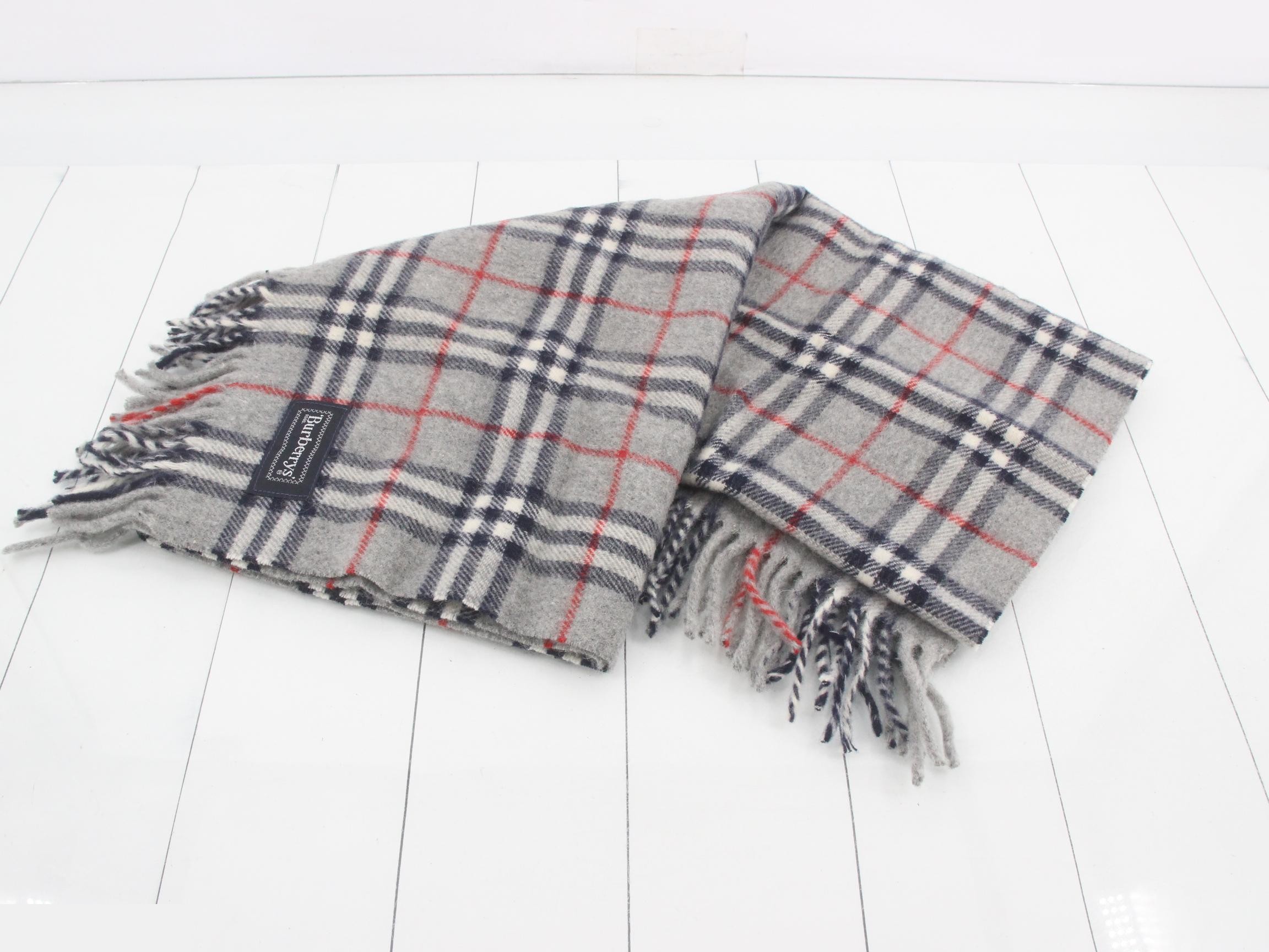 Nova Check Scarf, Gray, 100% Wool — view 2
