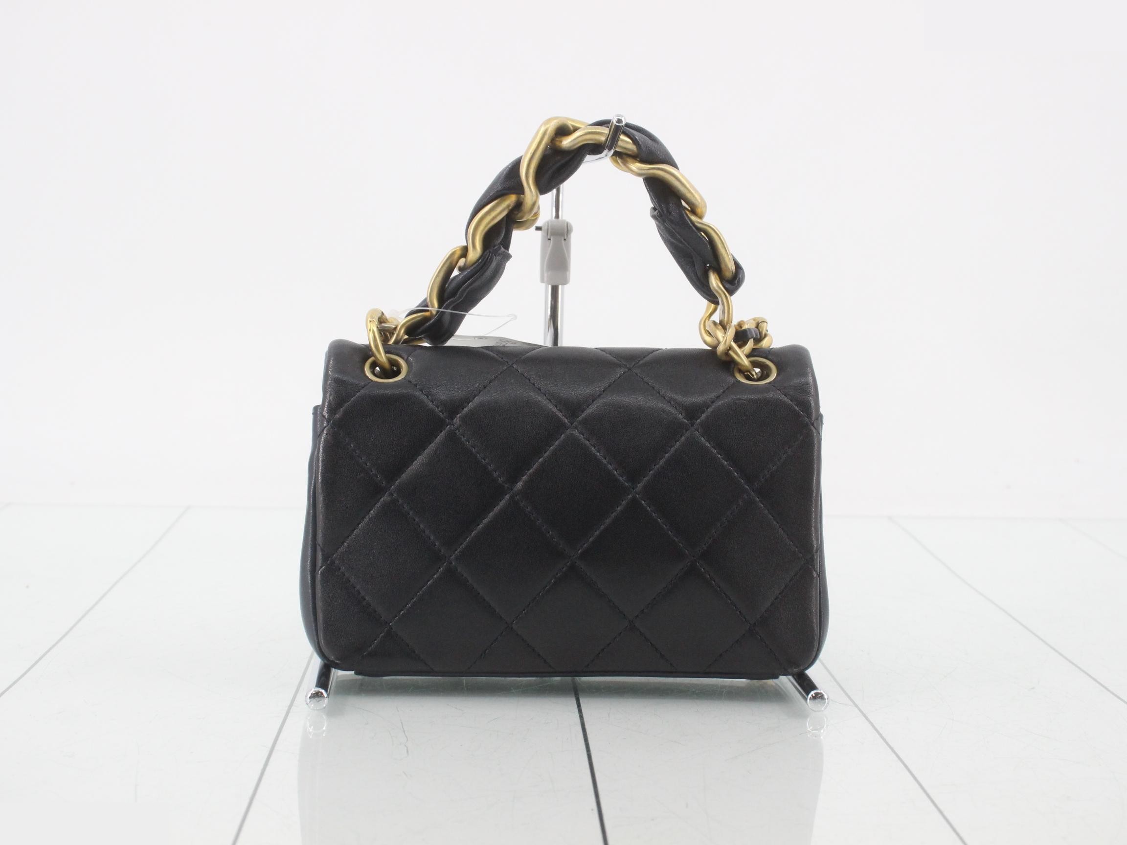 Matelassé handbag / chain shoulder bag / 2-way bag / black — view 2
