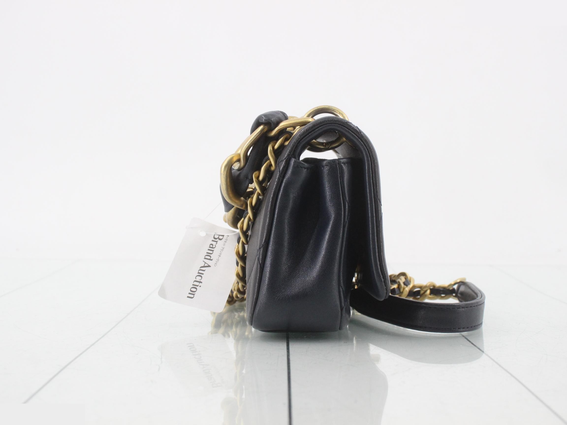 Matelassé handbag / chain shoulder bag / 2-way bag / black — view 4