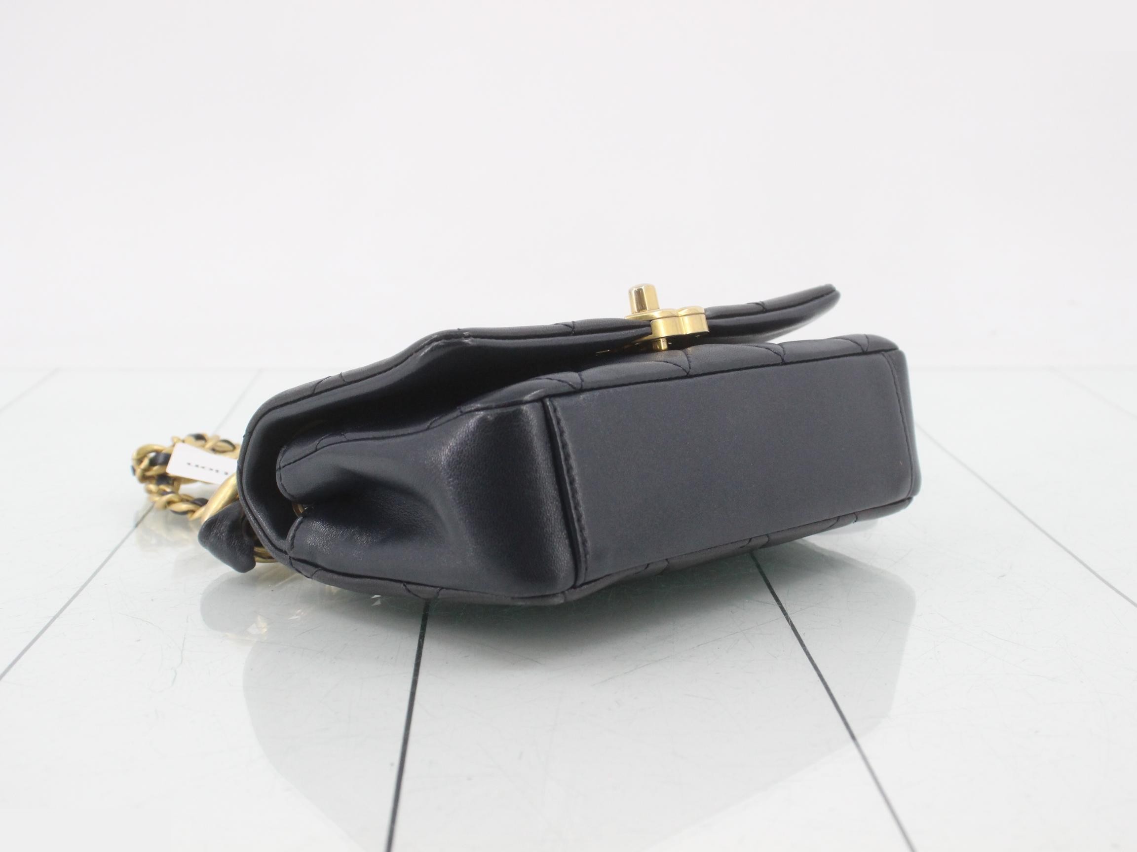 Matelassé handbag / chain shoulder bag / 2-way bag / black — view 5