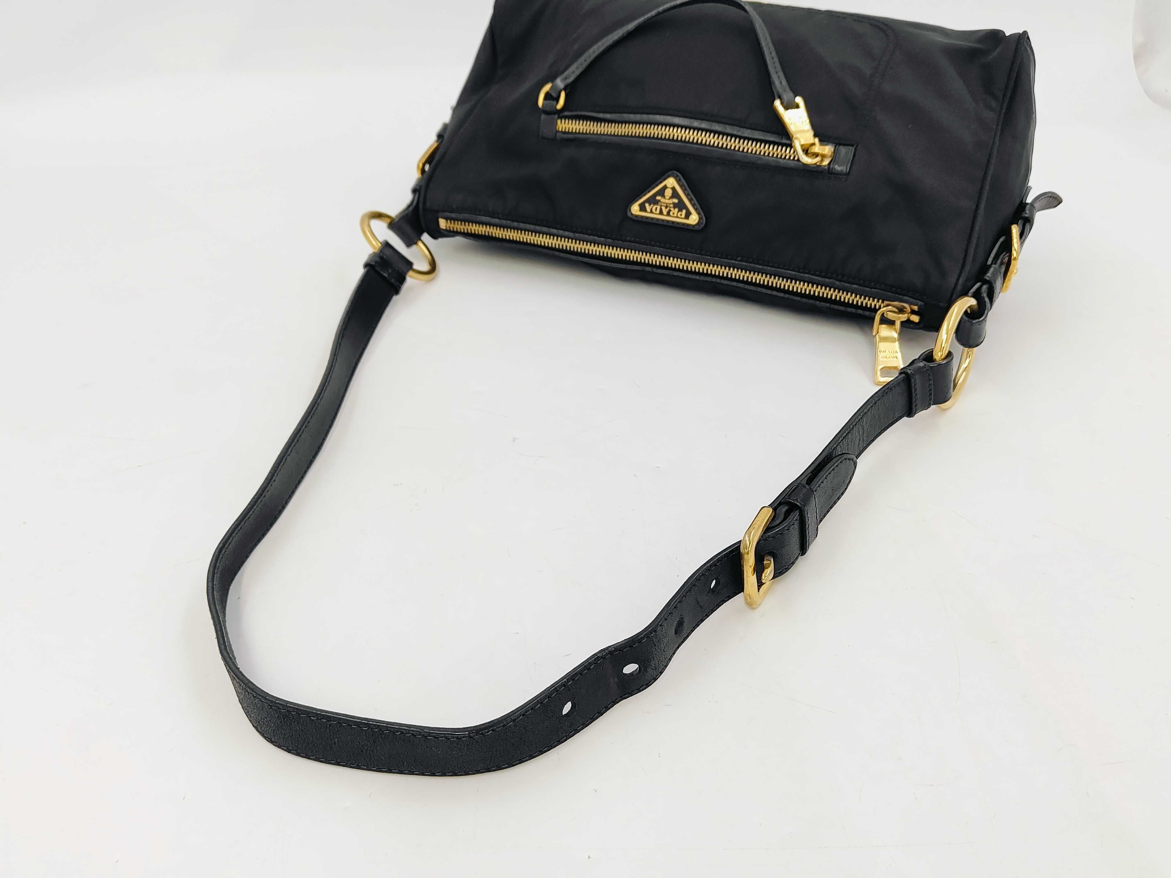 Nylon Shoulder Bag, Black — view 3