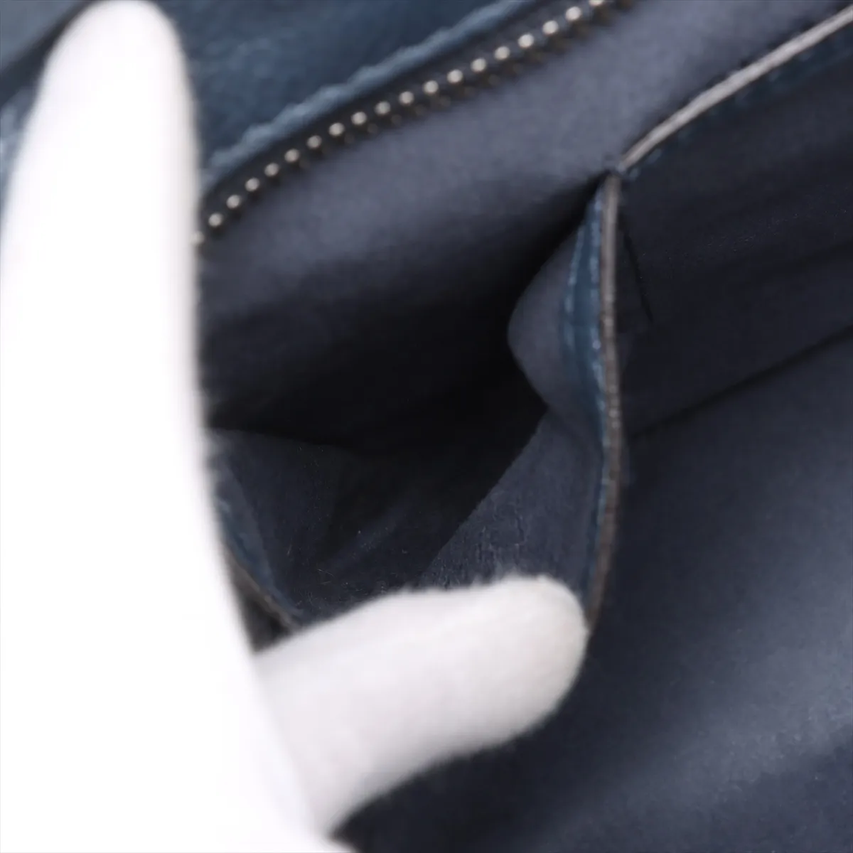 Luggage Micro Shopper Leather Handbag, Navy — view 10