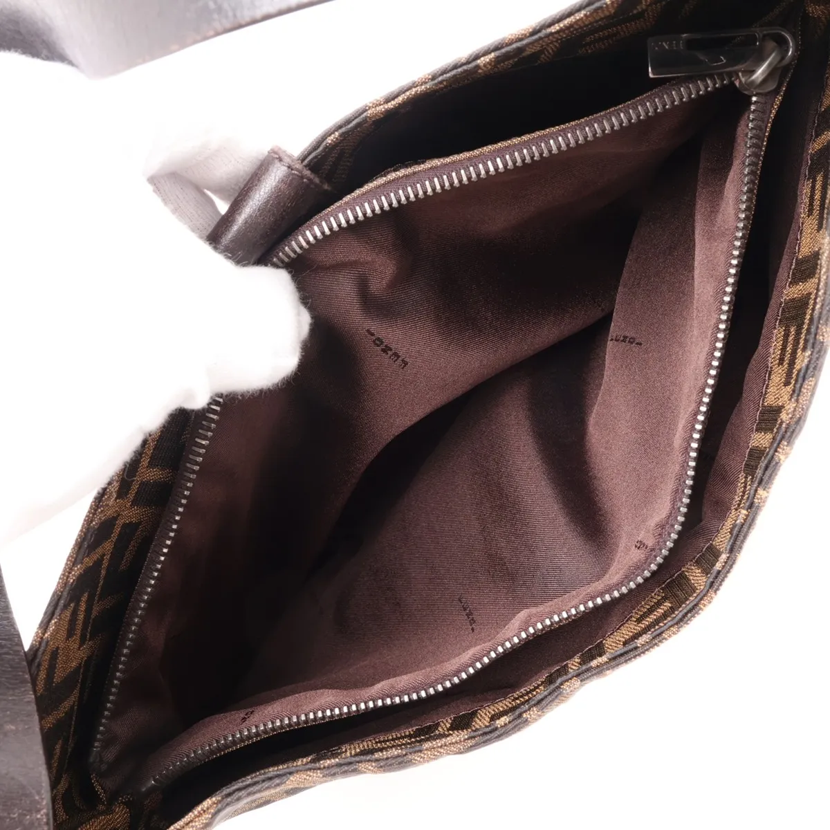 Zucca Canvas x Leather Shoulder Bag, Brown — view 9