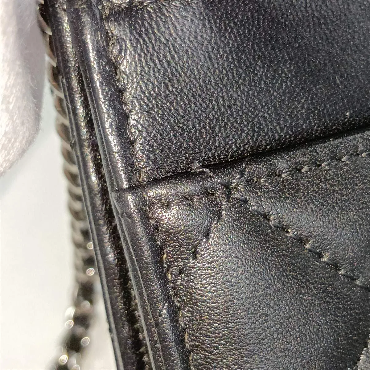 Matelassé Lambskin Chain Wallet, Black, Silver Hardware, K7E1CHK5, Random Plate — view 11