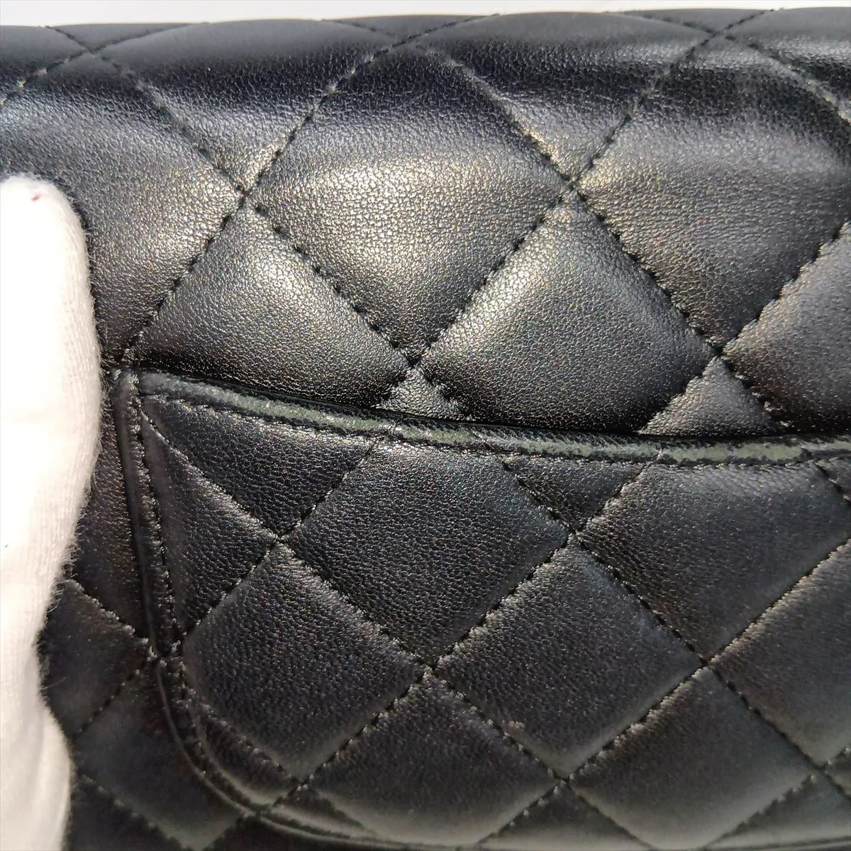 Matelassé Lambskin Chain Wallet, Black, Silver Hardware, K7E1CHK5, Random Plate — view 14