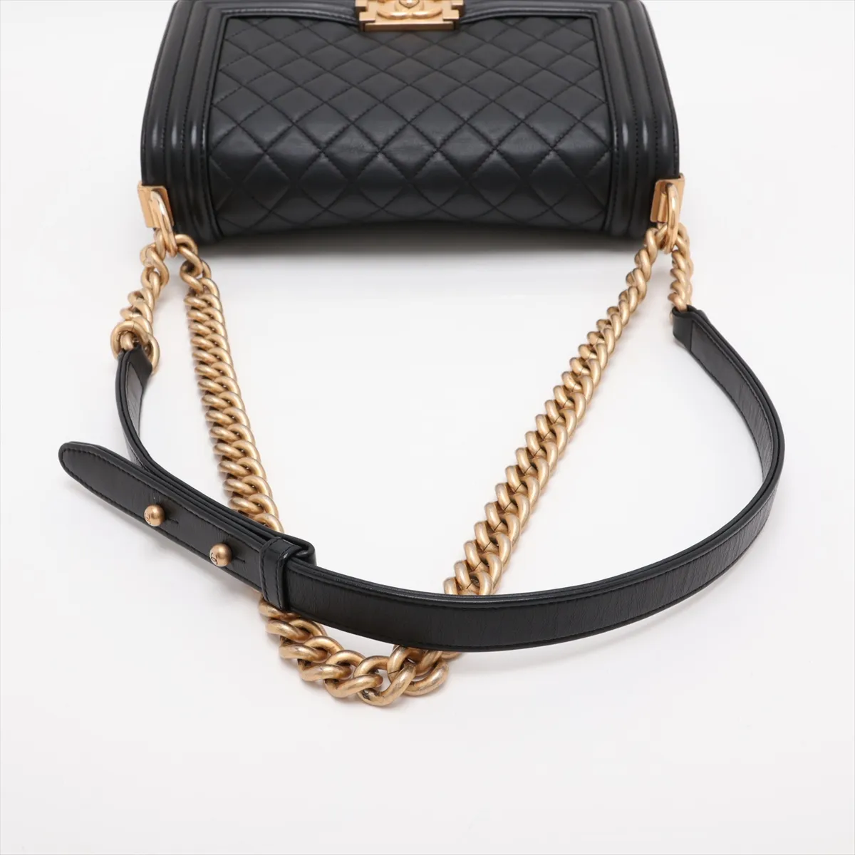 Boy Chanel 25 Lambskin Chain Shoulder Bag, Black with Gold Hardware, 25987324, Serial Number 25-series, A67086 — view 5