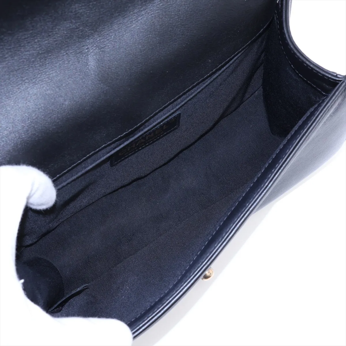 Boy Chanel 25 Lambskin Chain Shoulder Bag, Black with Gold Hardware, 25987324, Serial Number 25-series, A67086 — view 7