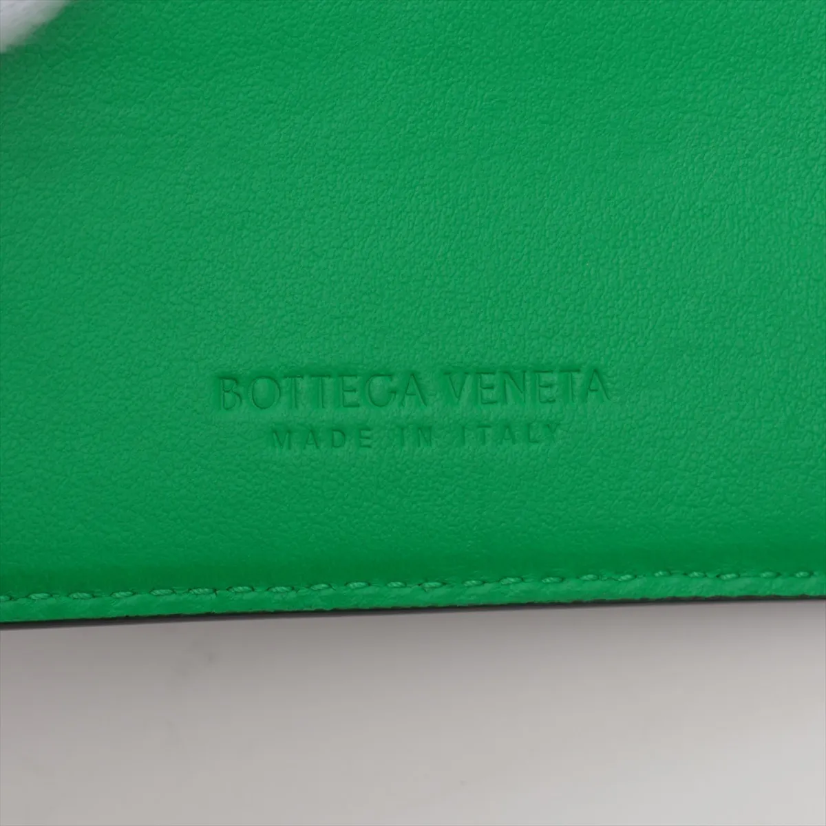 Maxi Intrecciato Cassette Leather Compact Wallet, Black x Green — view 5