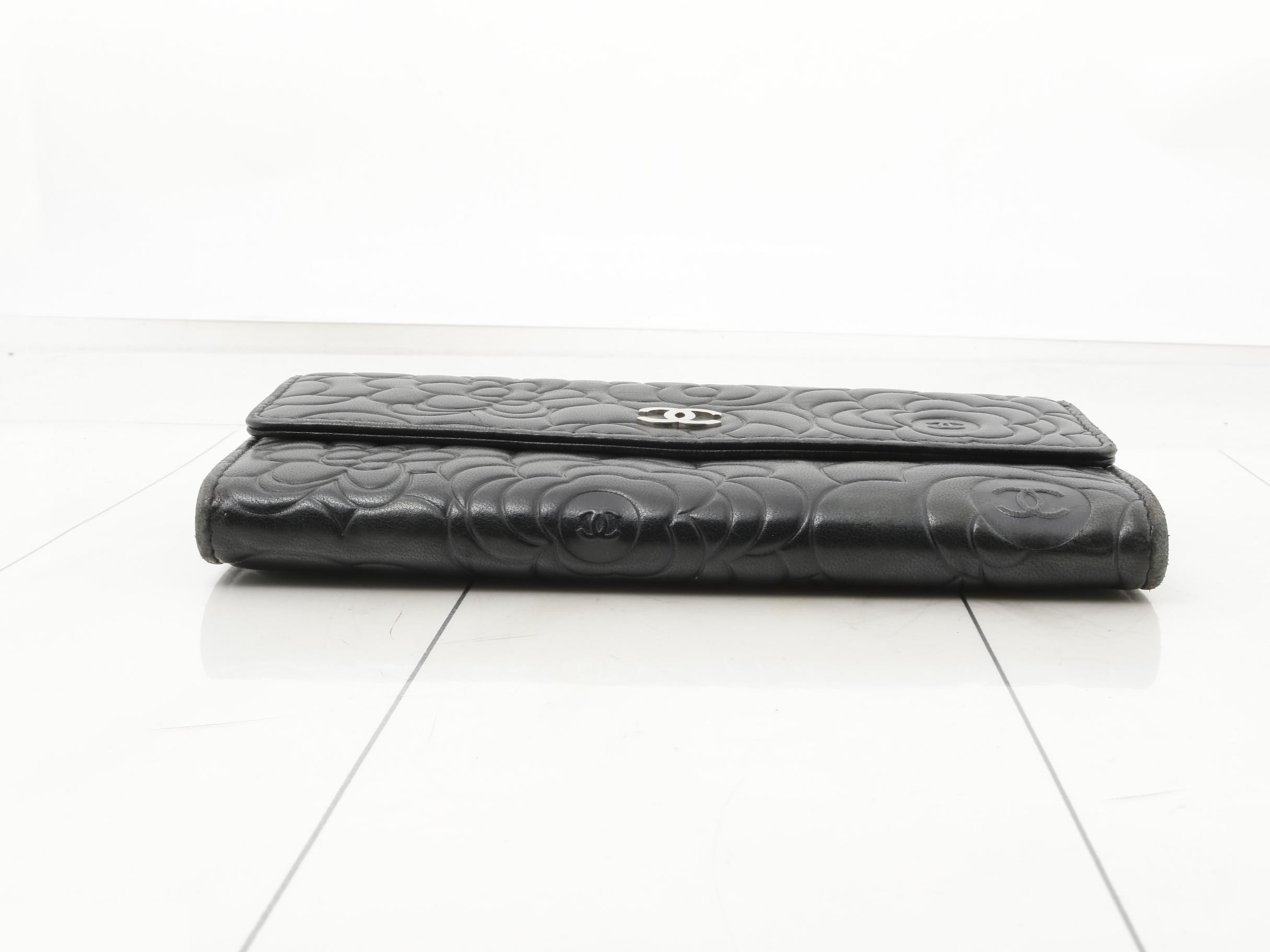 Lambskin Camellia Long Wallet — view 3