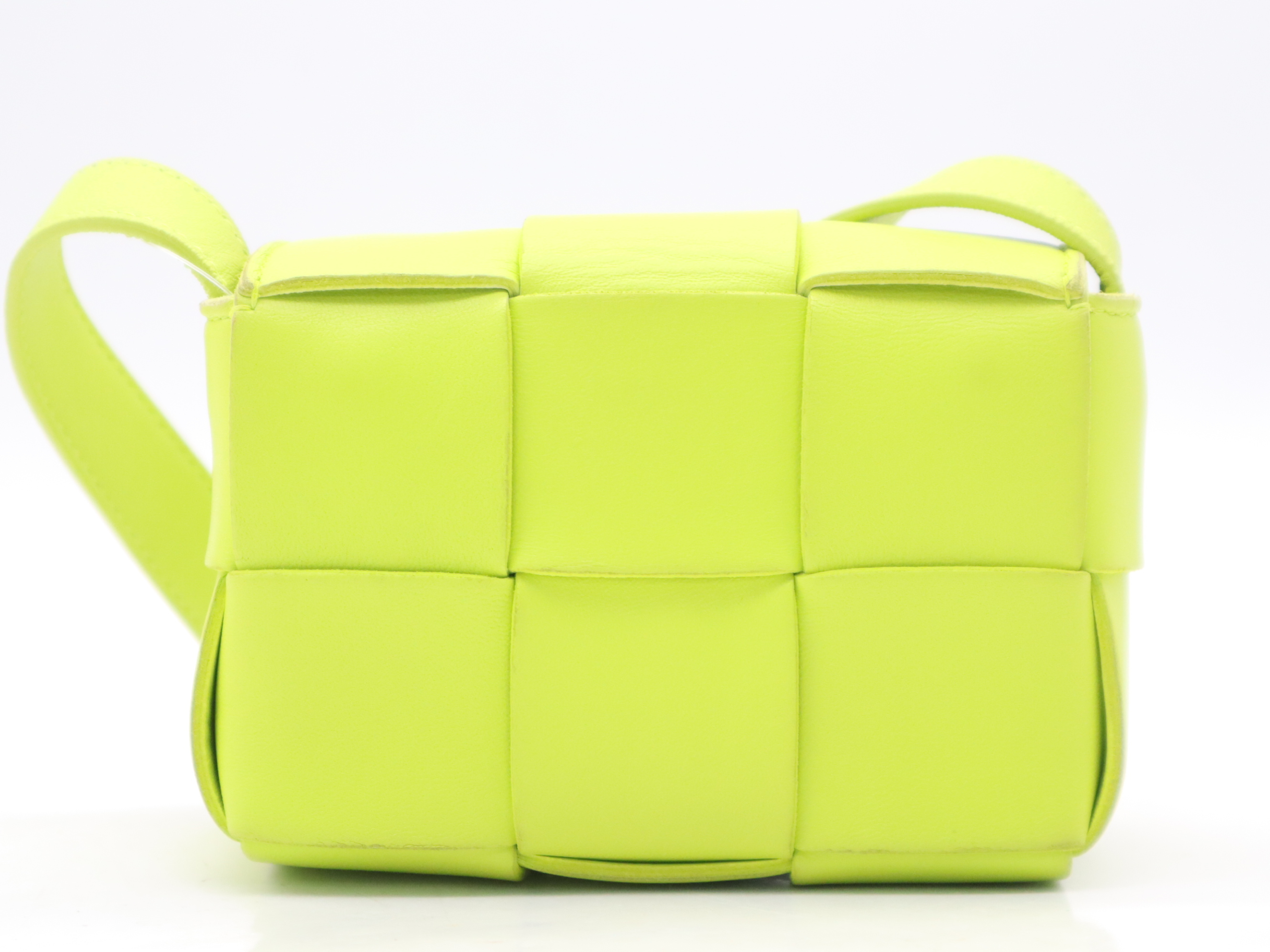 Lambskin Cassette Shoulder Bag, Yellow-Green, RFID Verified. — view 2