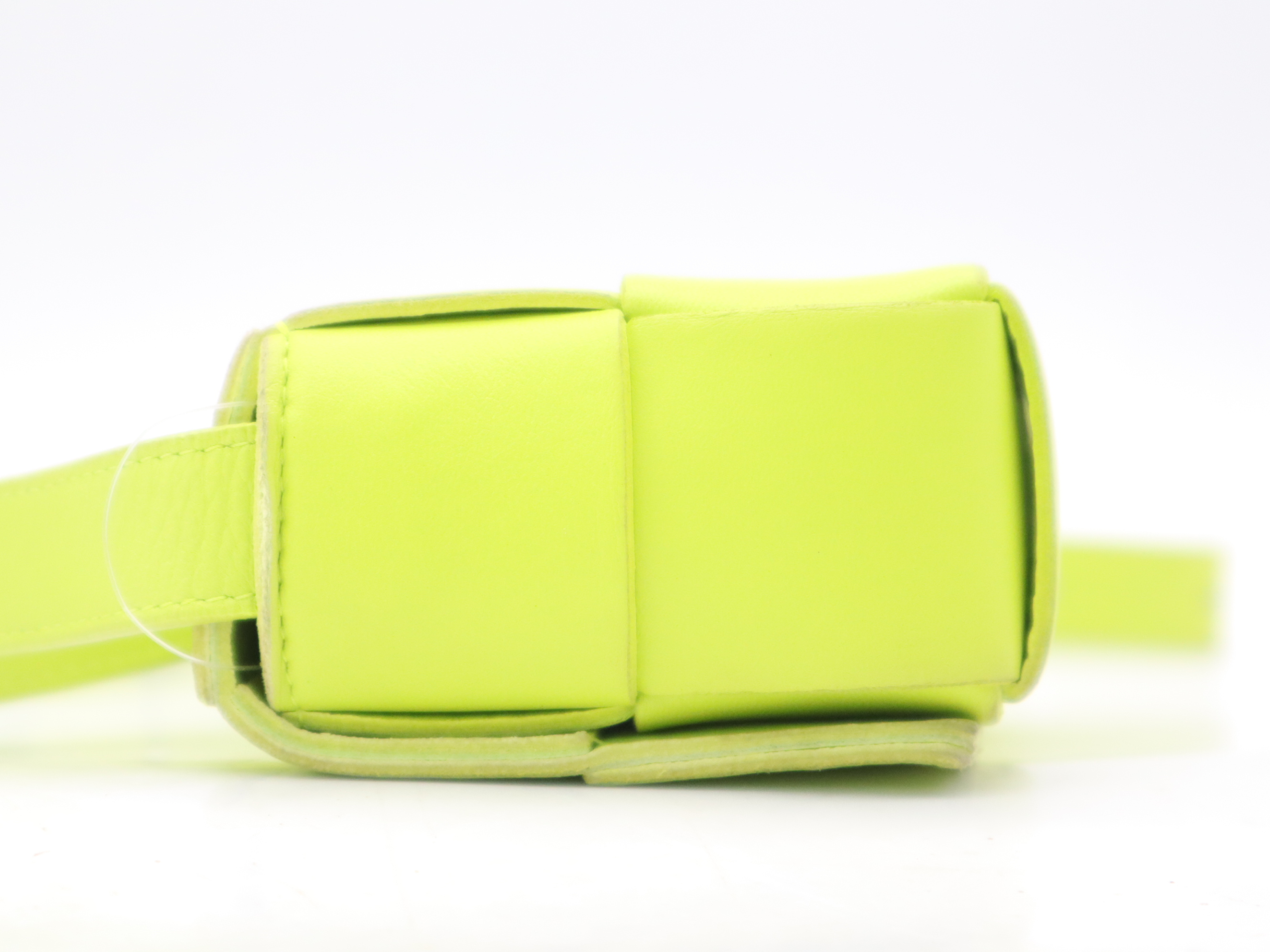 Lambskin Cassette Shoulder Bag, Yellow-Green, RFID Verified. — view 3