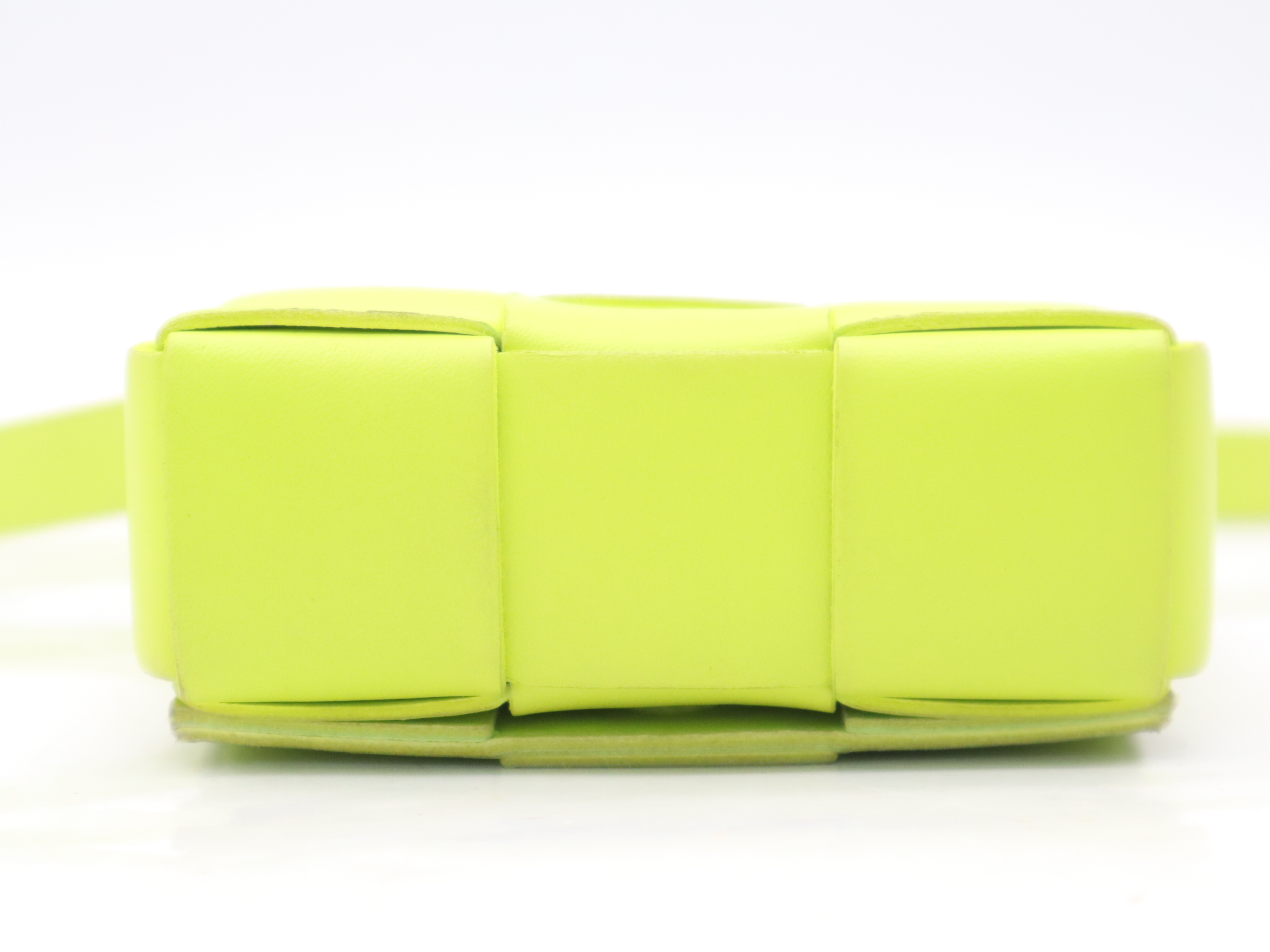 Lambskin Cassette Shoulder Bag, Yellow-Green, RFID Verified. — view 4