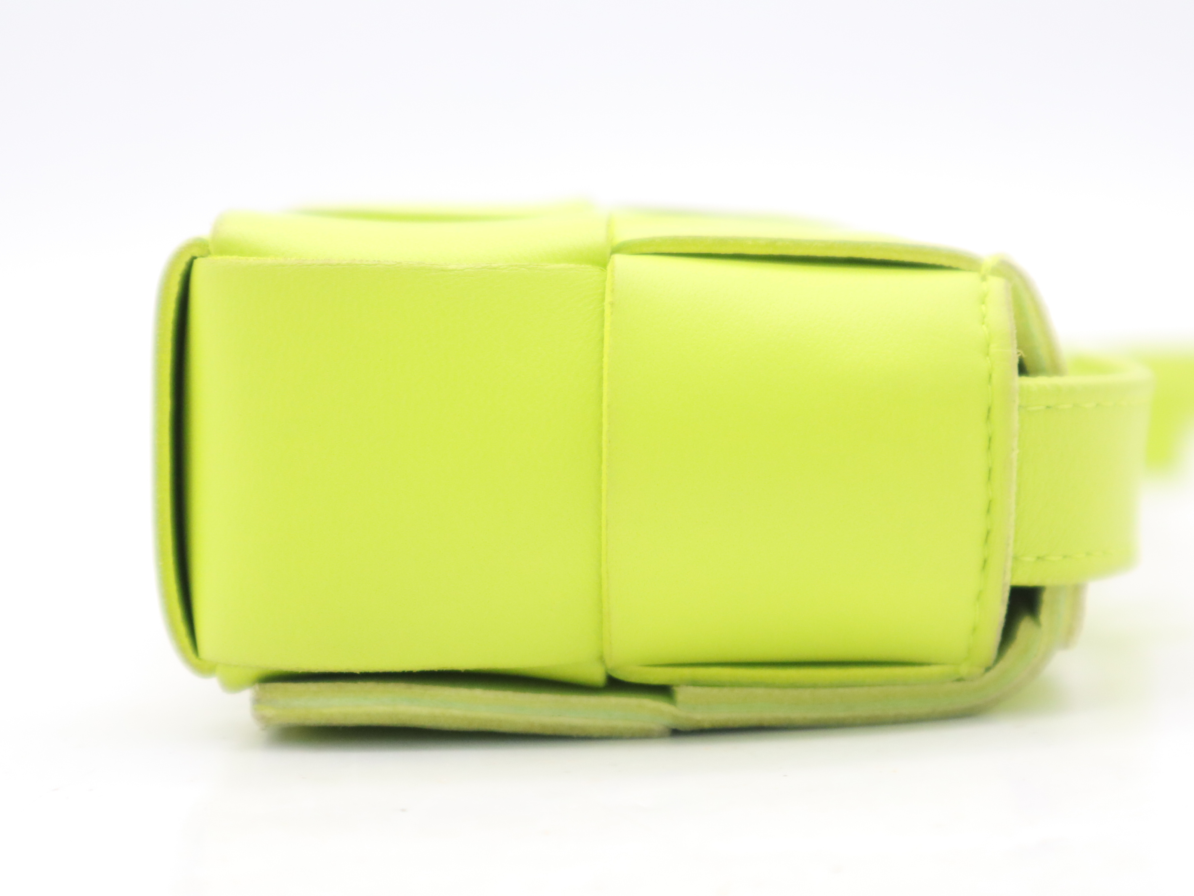 Lambskin Cassette Shoulder Bag, Yellow-Green, RFID Verified. — view 5
