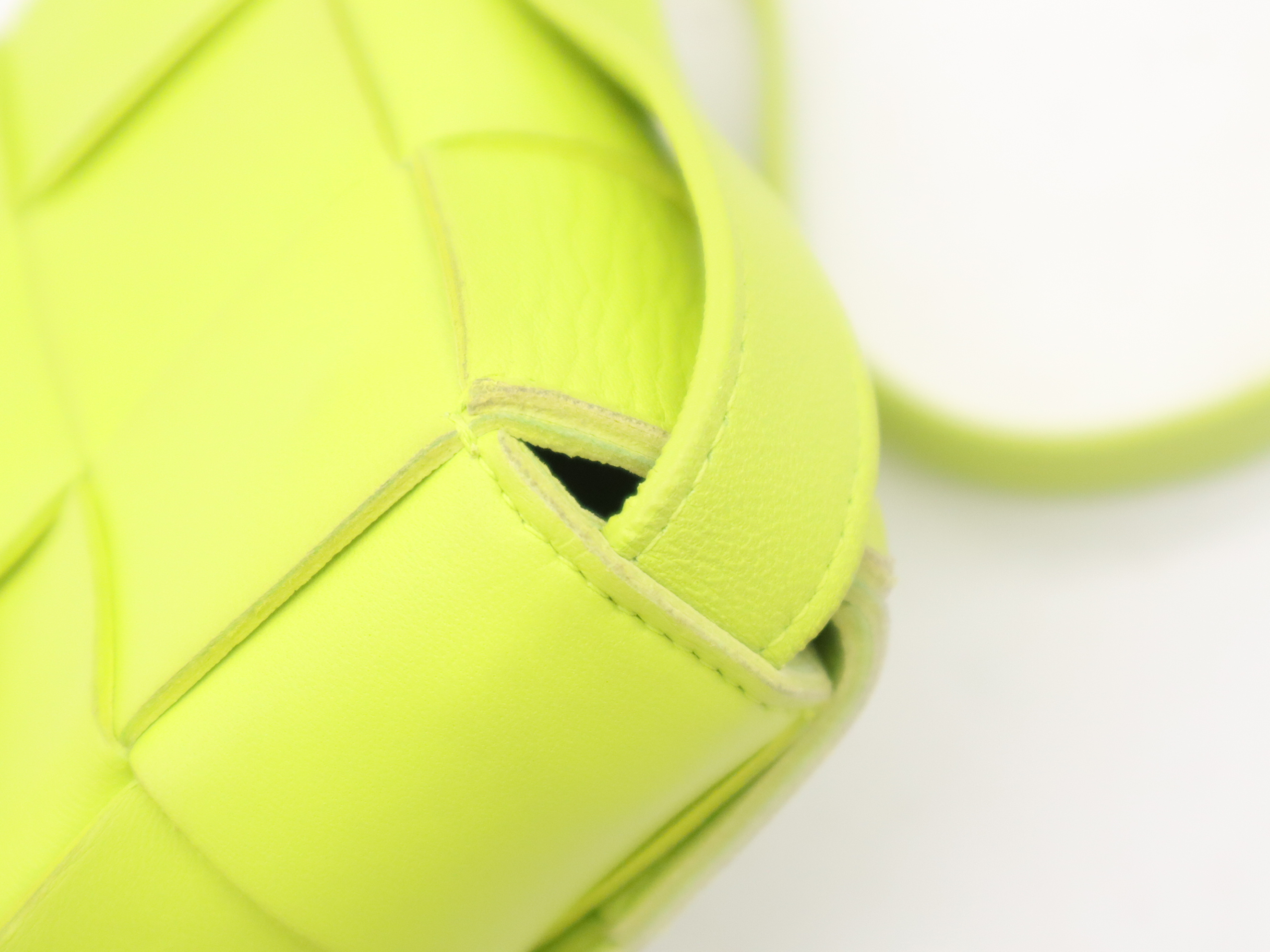 Lambskin Cassette Shoulder Bag, Yellow-Green, RFID Verified. — view 7