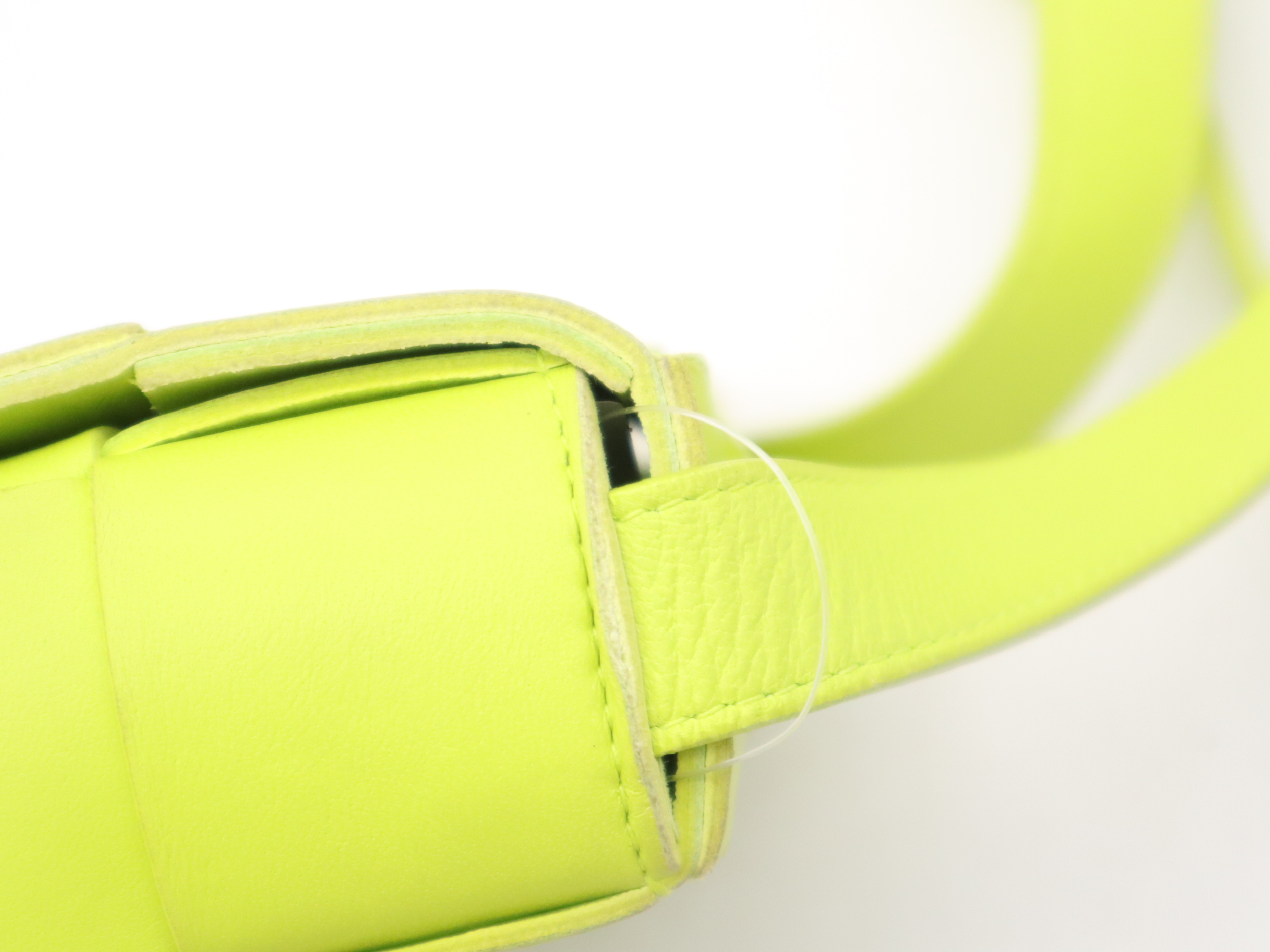 Lambskin Cassette Shoulder Bag, Yellow-Green, RFID Verified. — view 8