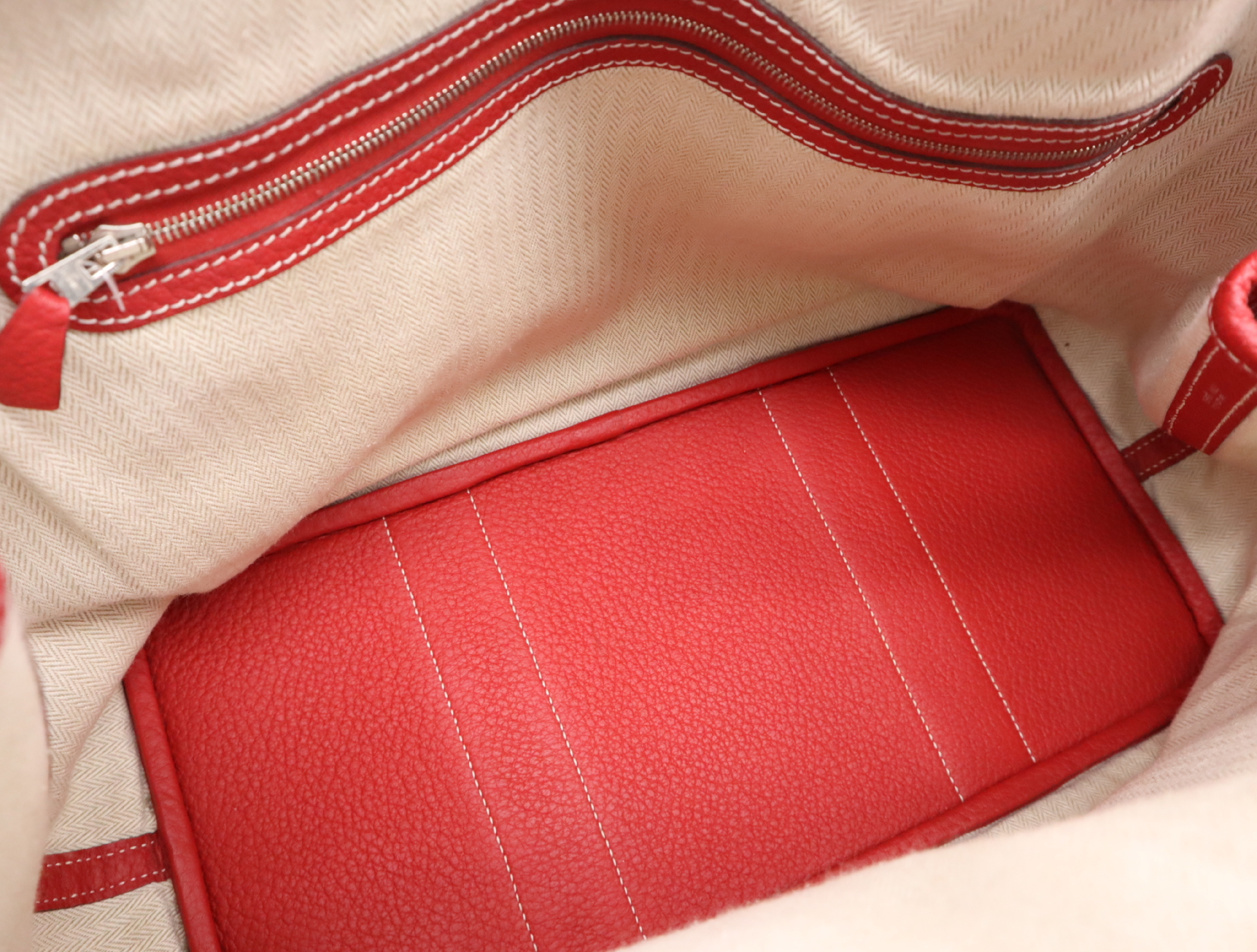 Leather Garden Party PM Red Silver Hardware with Dust Bag P Stamp 2012 Handbag — view 13