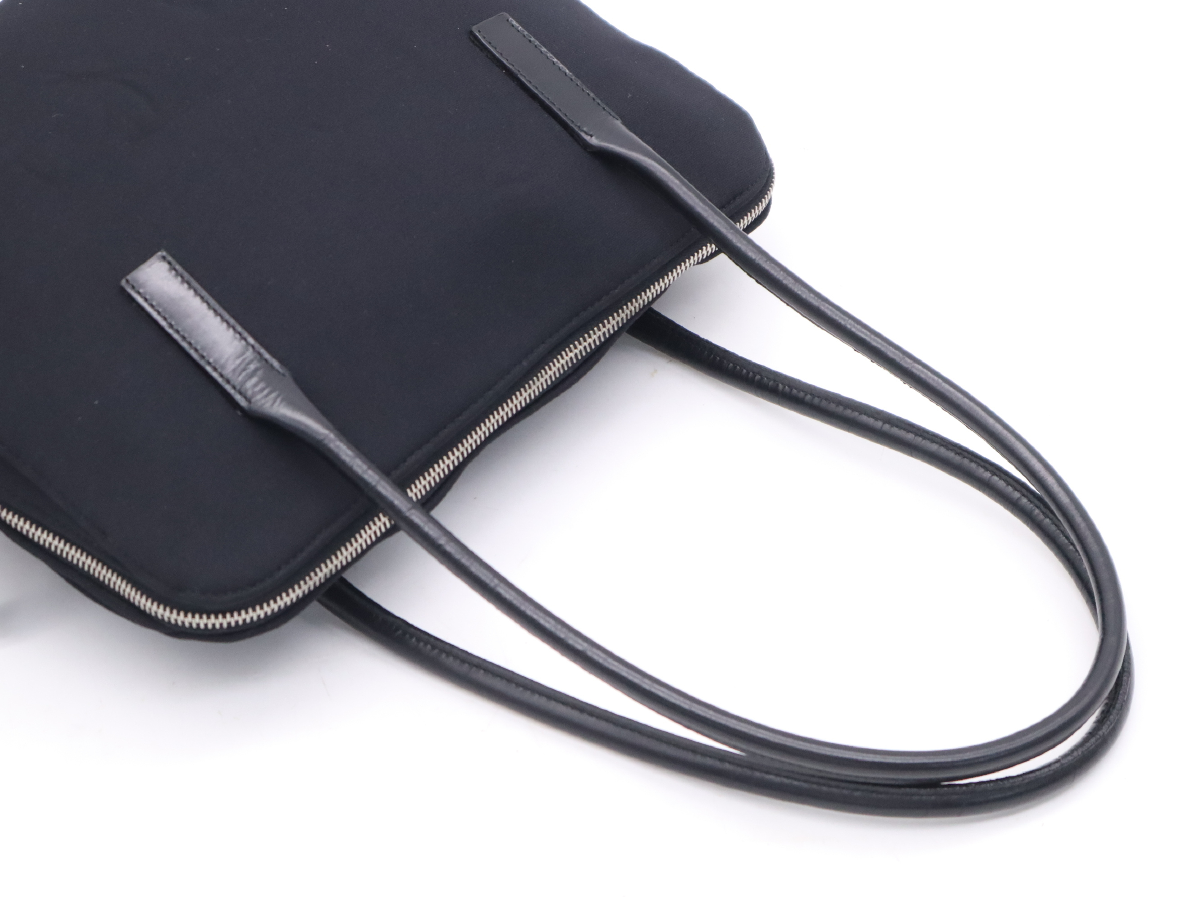 Urethane Tote Bag, Black, Silver Hardware, Includes Padlock, 2 Keys, and Clochette. — view 6