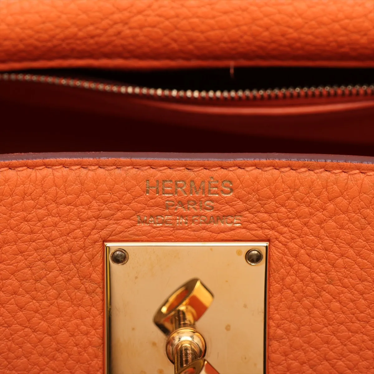 [Individually packaged] Hermes Kelly 42 Shoulder Bag, Taurillon Clemence Leather, Orange, Gold Hardware N: 2010 — view 10