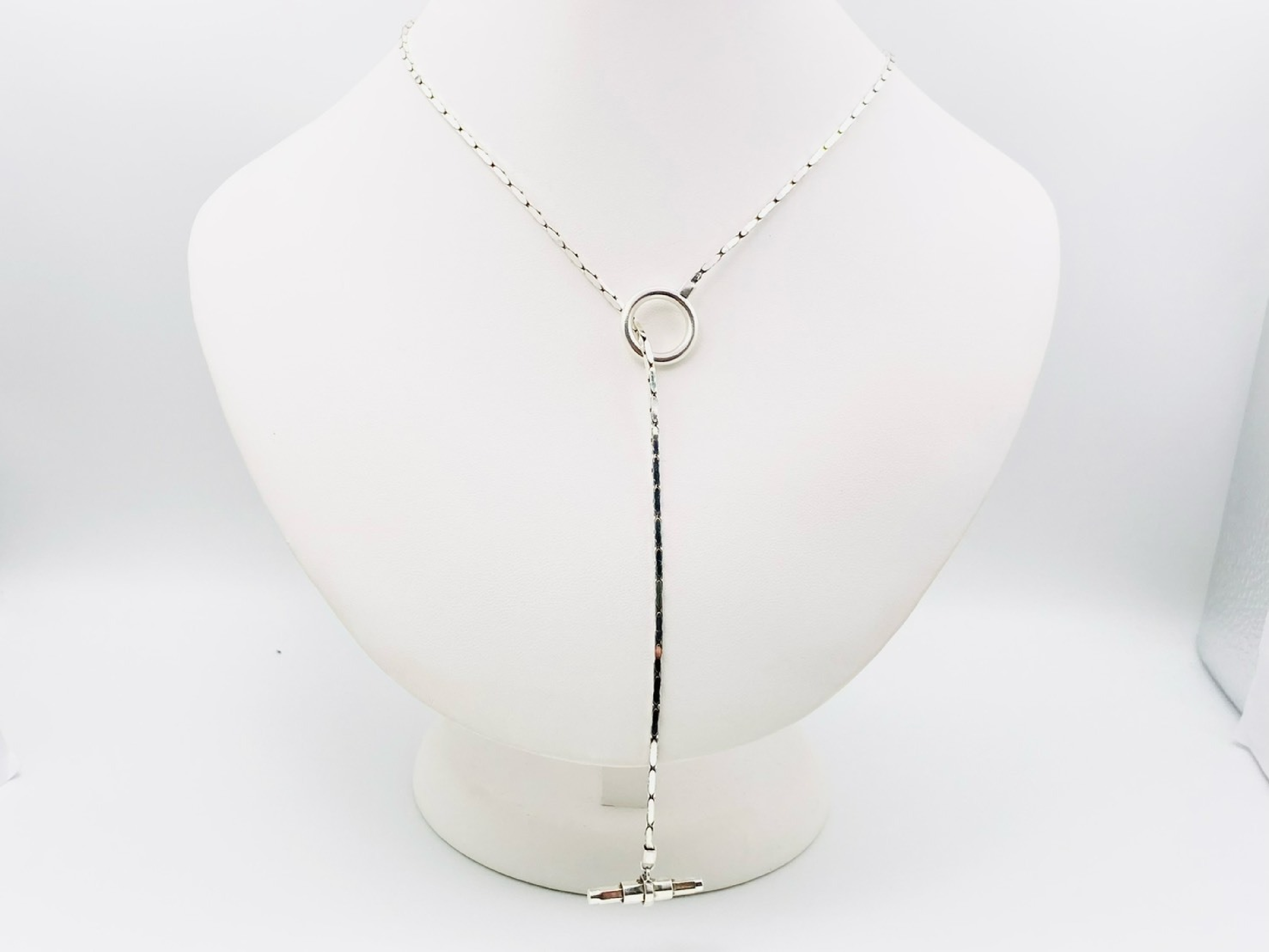 T-bar Y-shaped lariat chain necklace, 925 sterling silver, 18.4g. — view 2