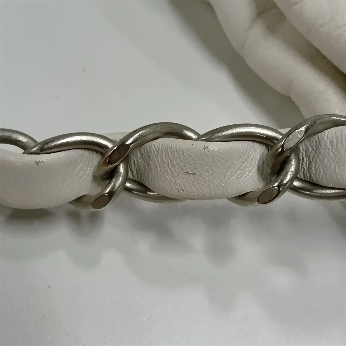 22 Small Leather Chain Shoulder Bag, White, Silver Hardware, C8LEG0AE, Random Plate, AS3260 — view 12