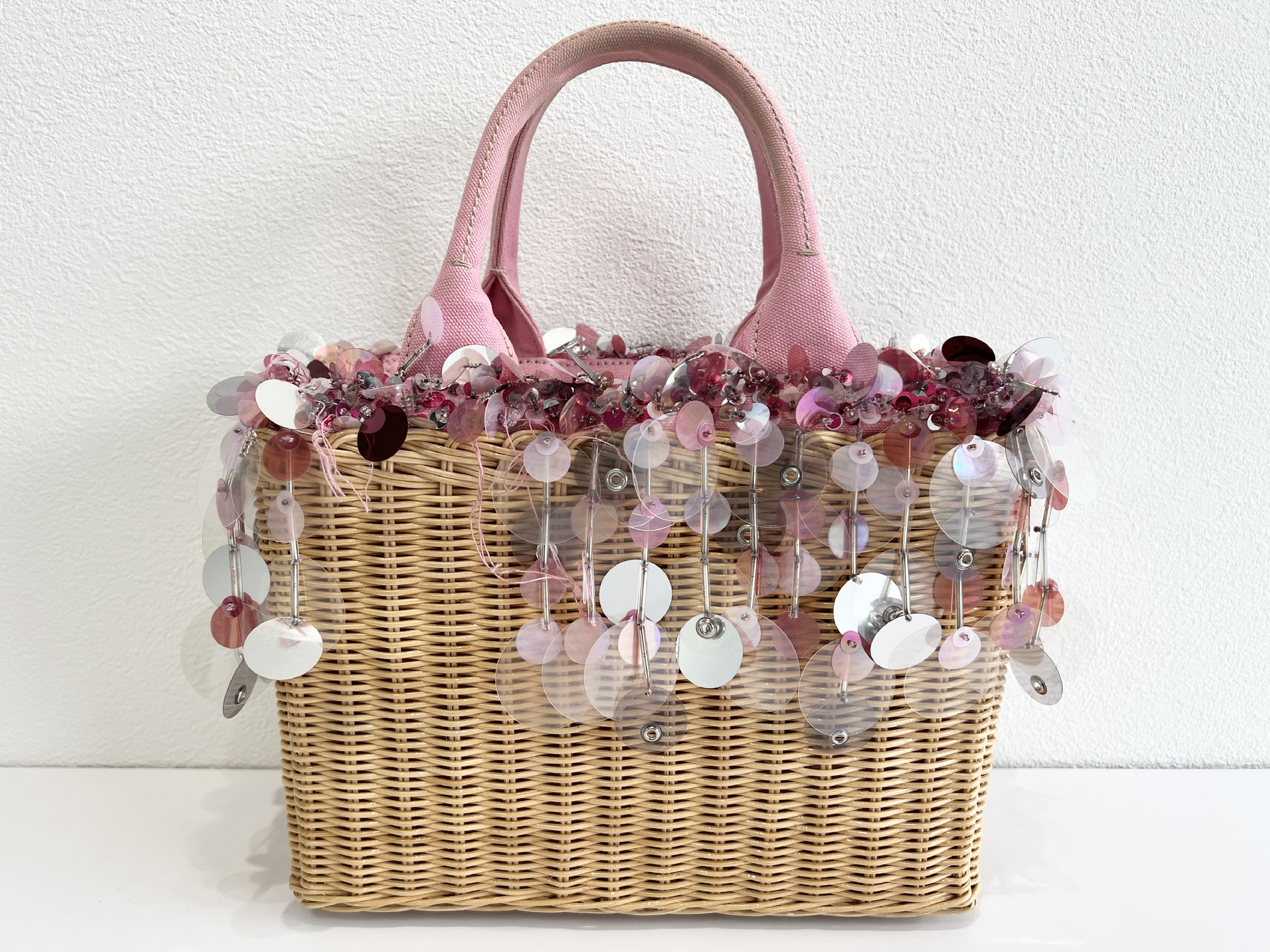 Wicker Sequin Canapa Basket Raffia Straw Handbag Tote Bag — view 2