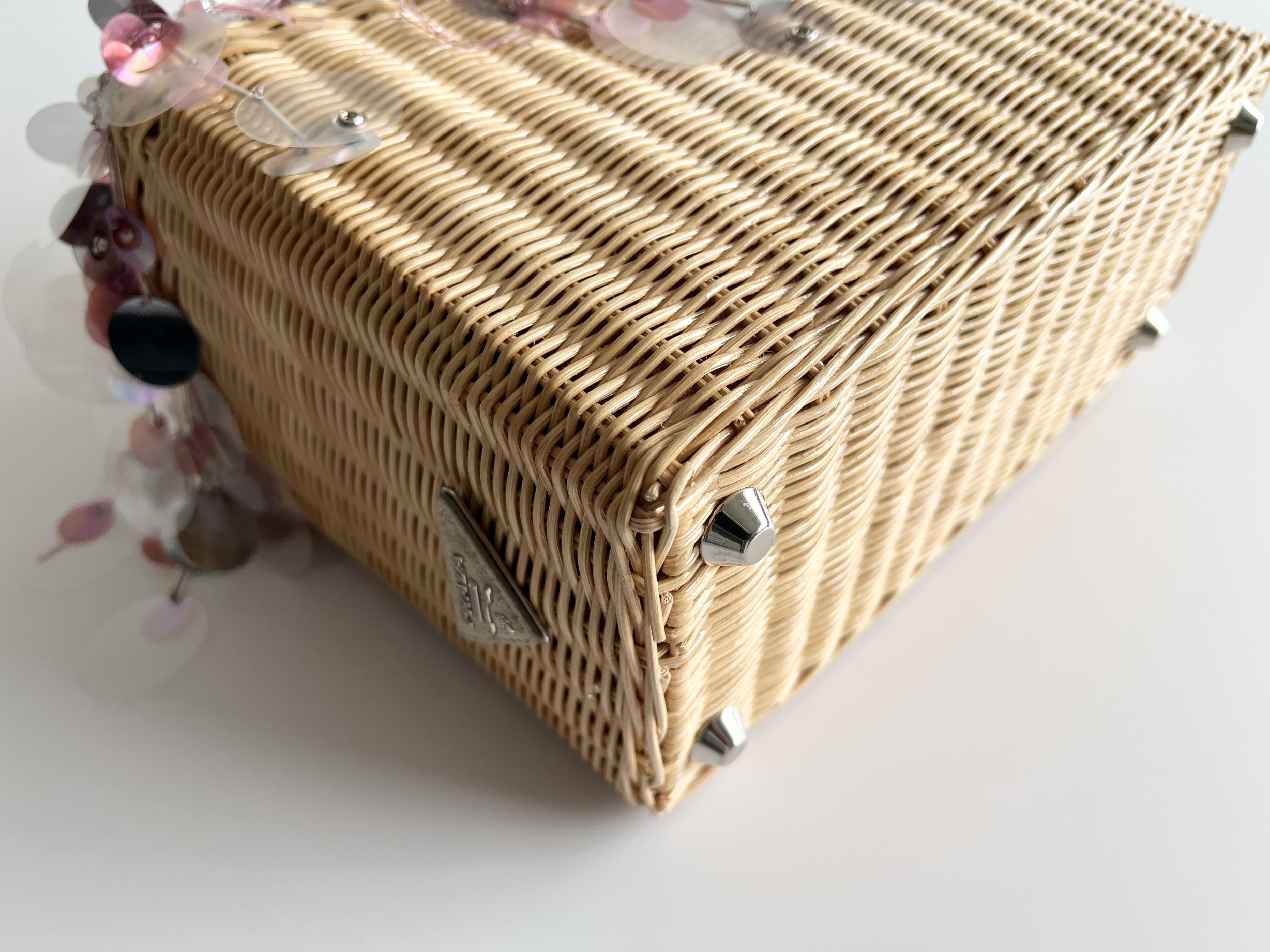 Wicker Sequin Canapa Basket Raffia Straw Handbag Tote Bag — view 11
