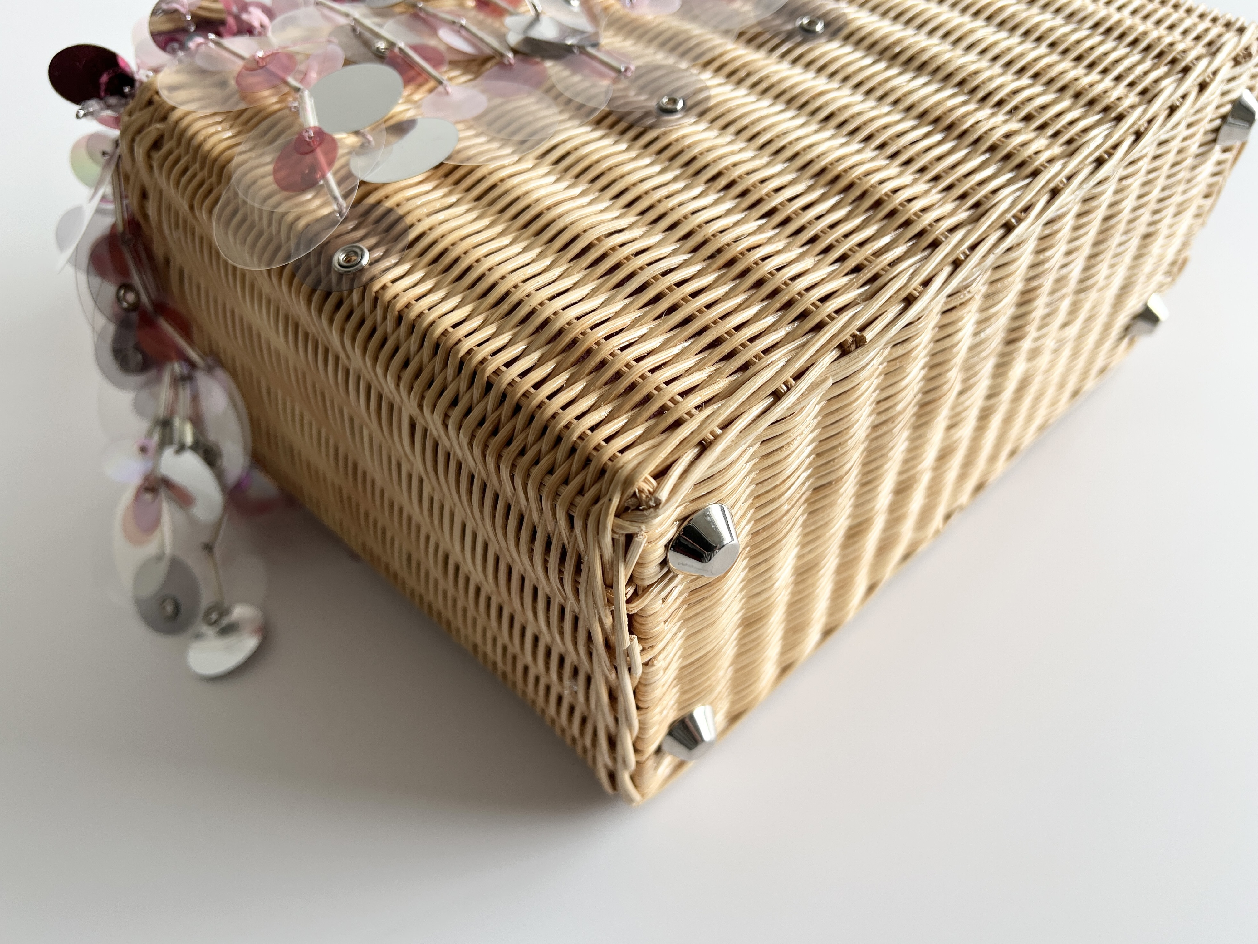 Wicker Sequin Canapa Basket Raffia Straw Handbag Tote Bag — view 13