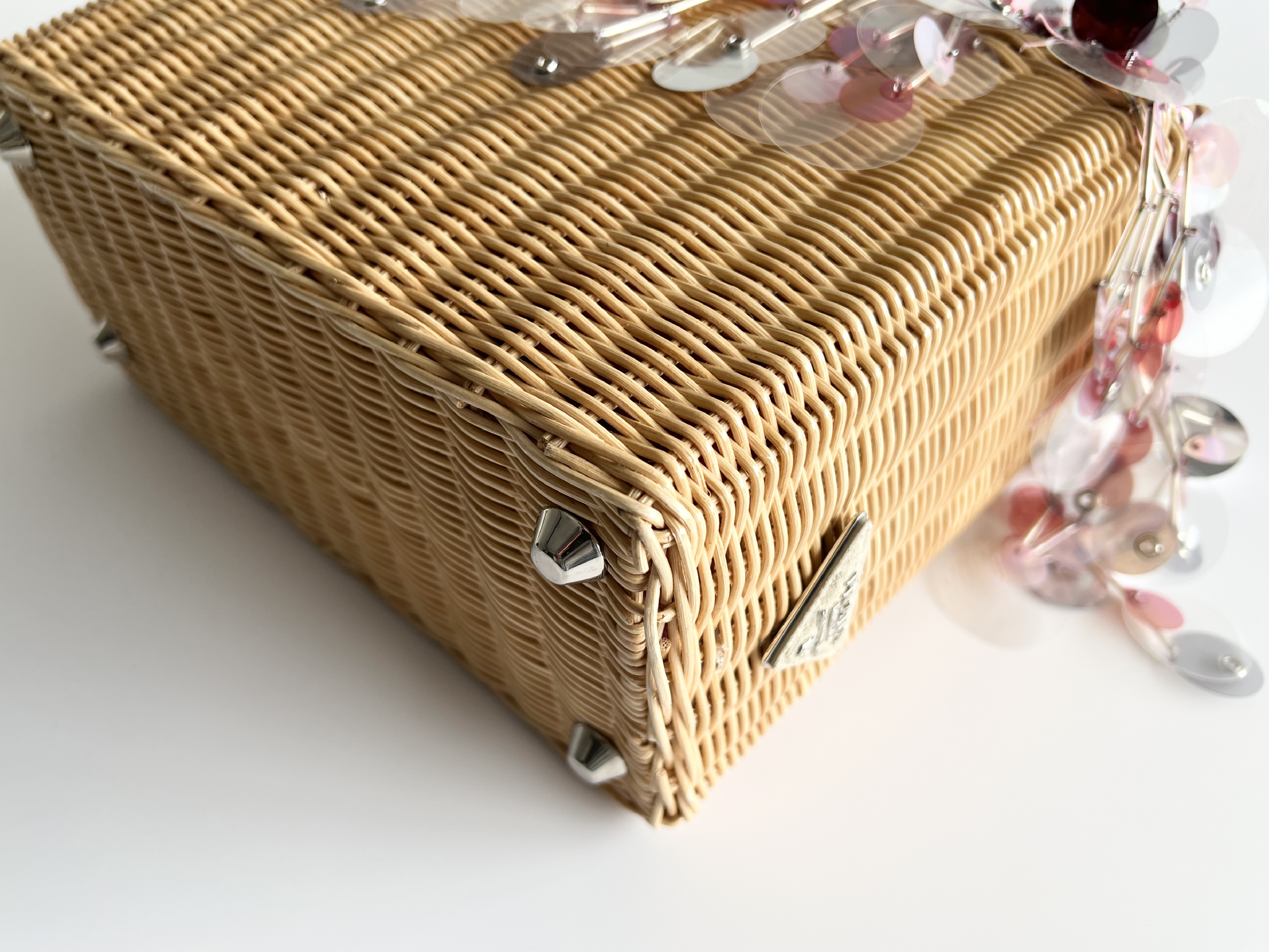 Wicker Sequin Canapa Basket Raffia Straw Handbag Tote Bag — view 14