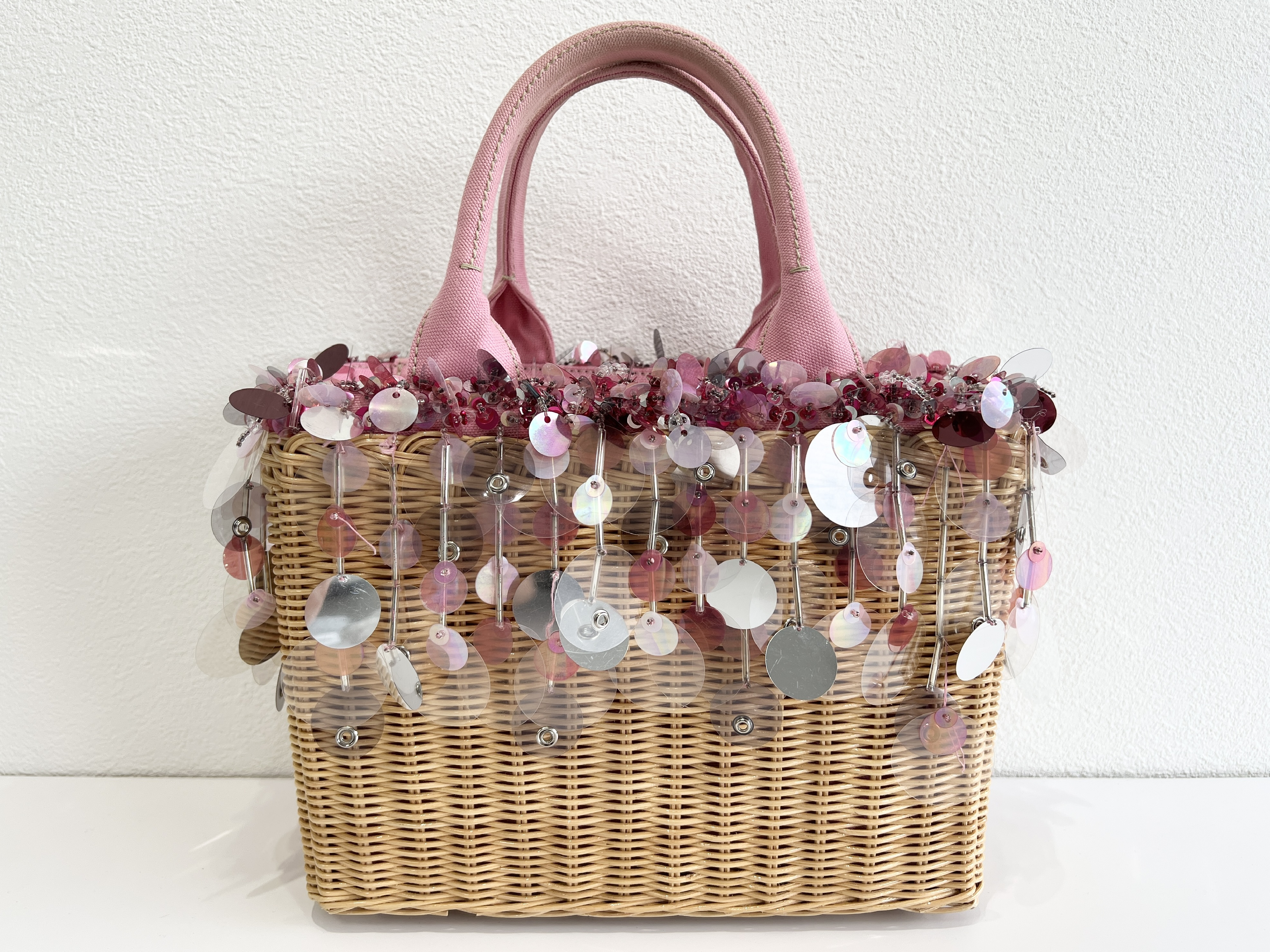 Wicker Sequin Canapa Basket Raffia Straw Handbag Tote Bag — view 3