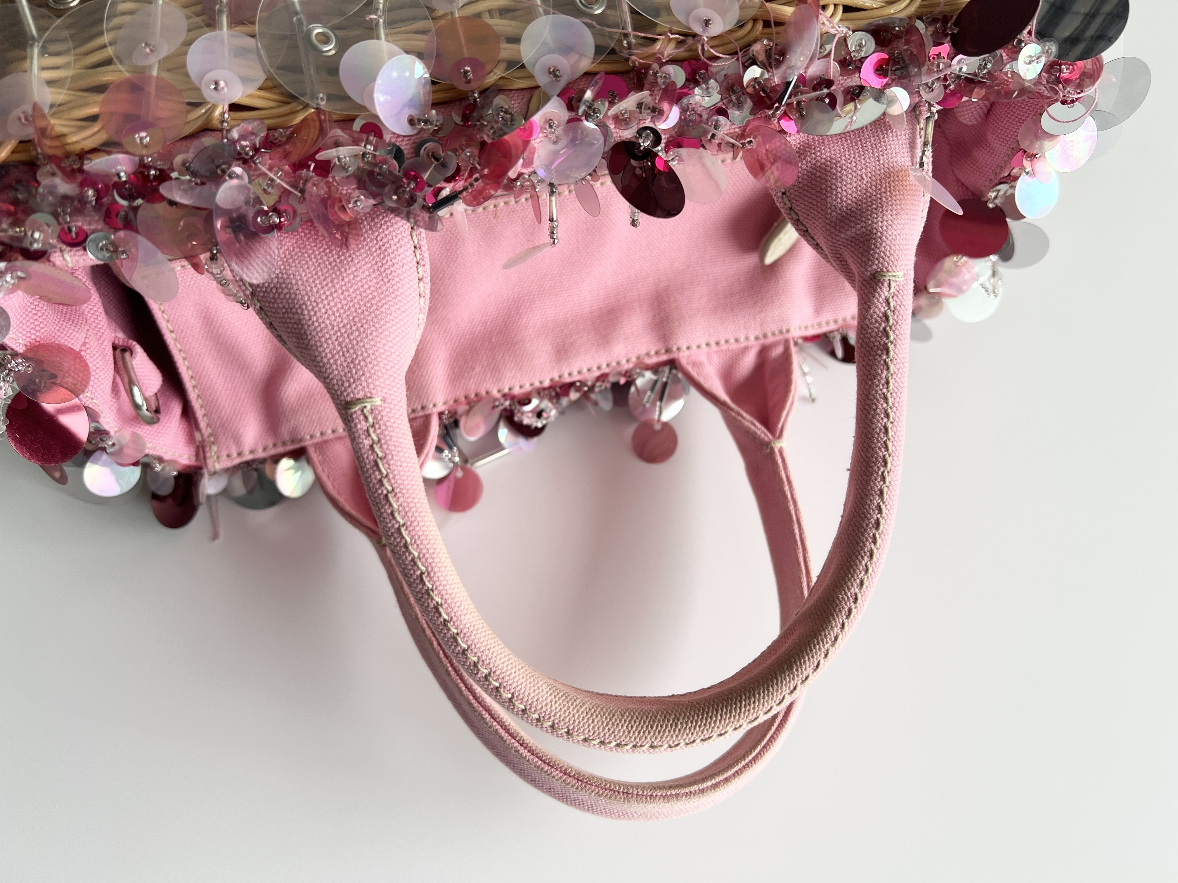 Wicker Sequin Canapa Basket Raffia Straw Handbag Tote Bag — view 4