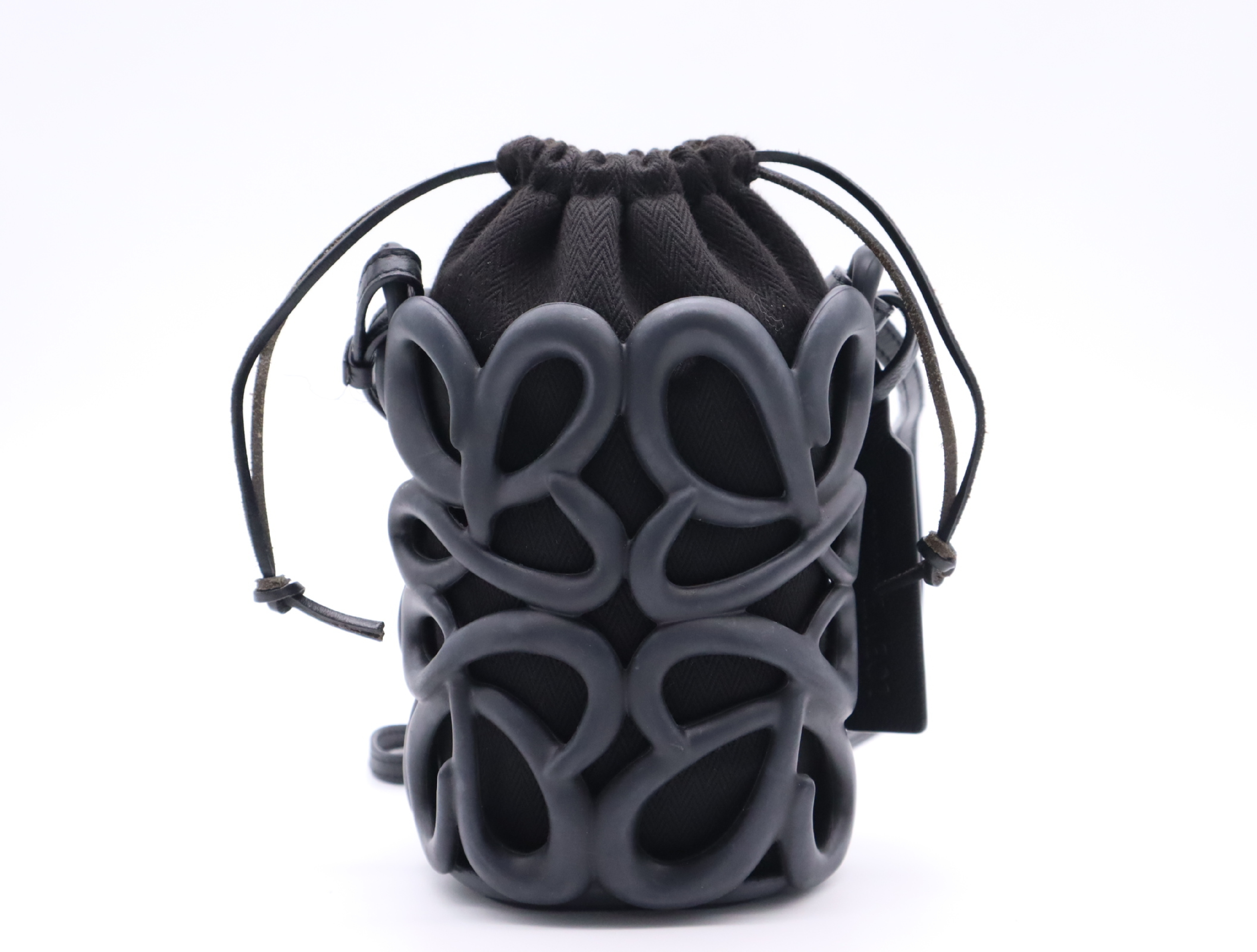 Rubber Leather Anagram Inflated Pocket Shoulder Bag, Black, with Dust Bag. — view 2