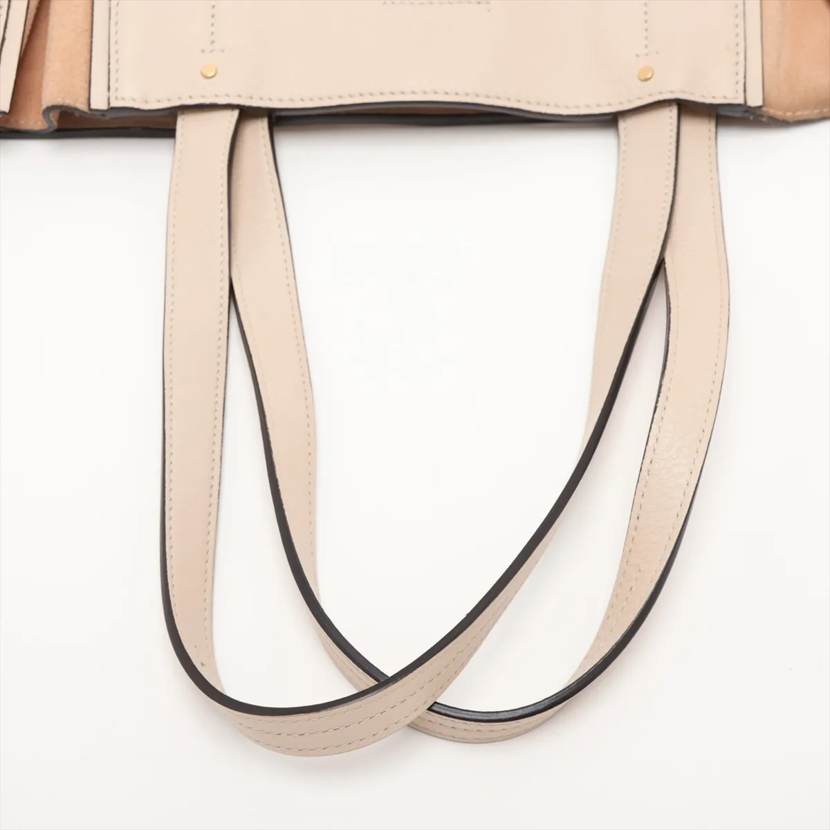 Milo Leather Tote Bag, Beige — view 5