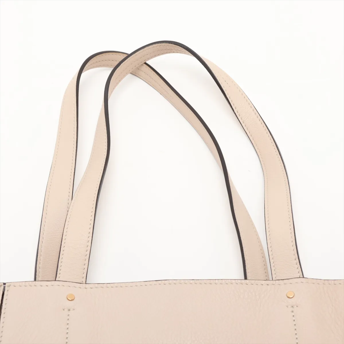 Milo Leather Tote Bag, Beige — view 6