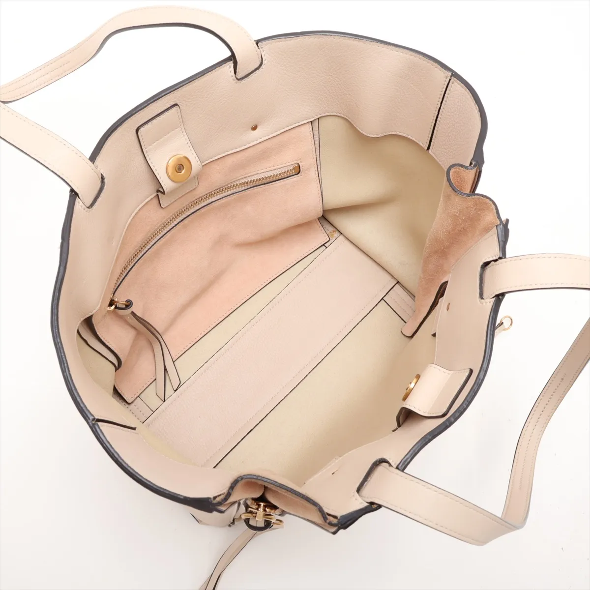 Milo Leather Tote Bag, Beige — view 7