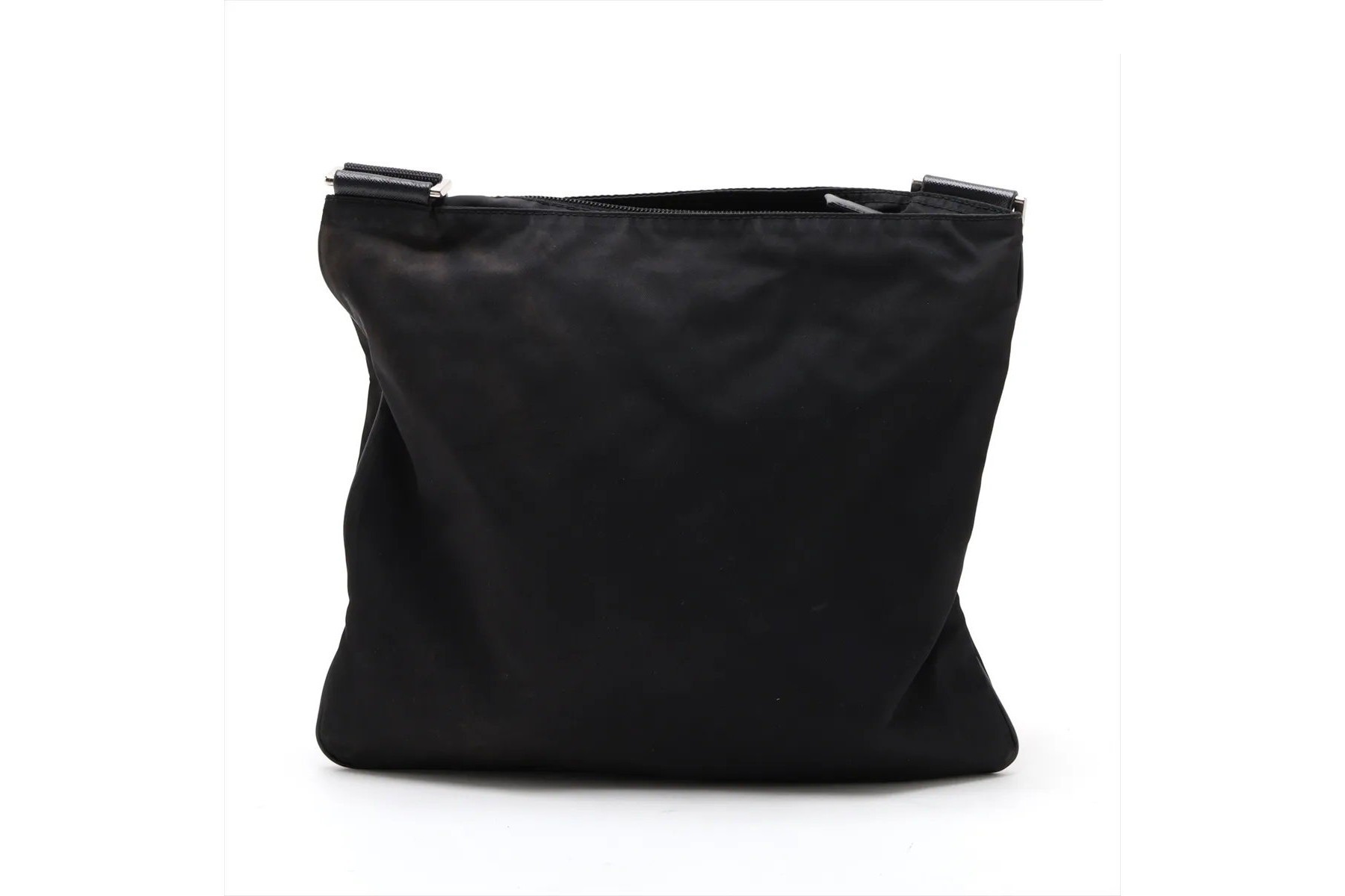 Tessuto Nylon Triangle Logo Leather Shoulder Bag — view 2