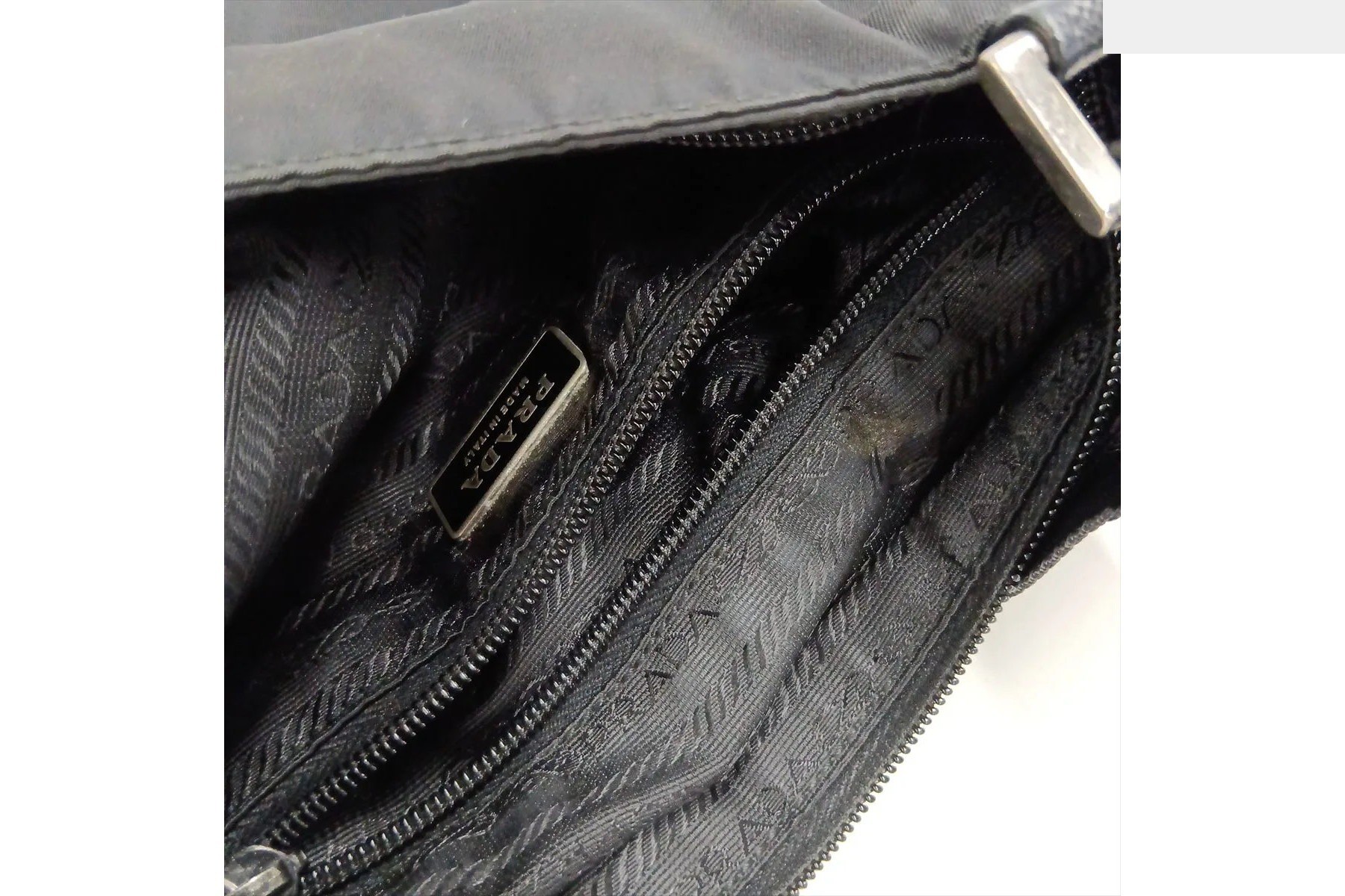 Tessuto Nylon Triangle Logo Leather Shoulder Bag — view 11