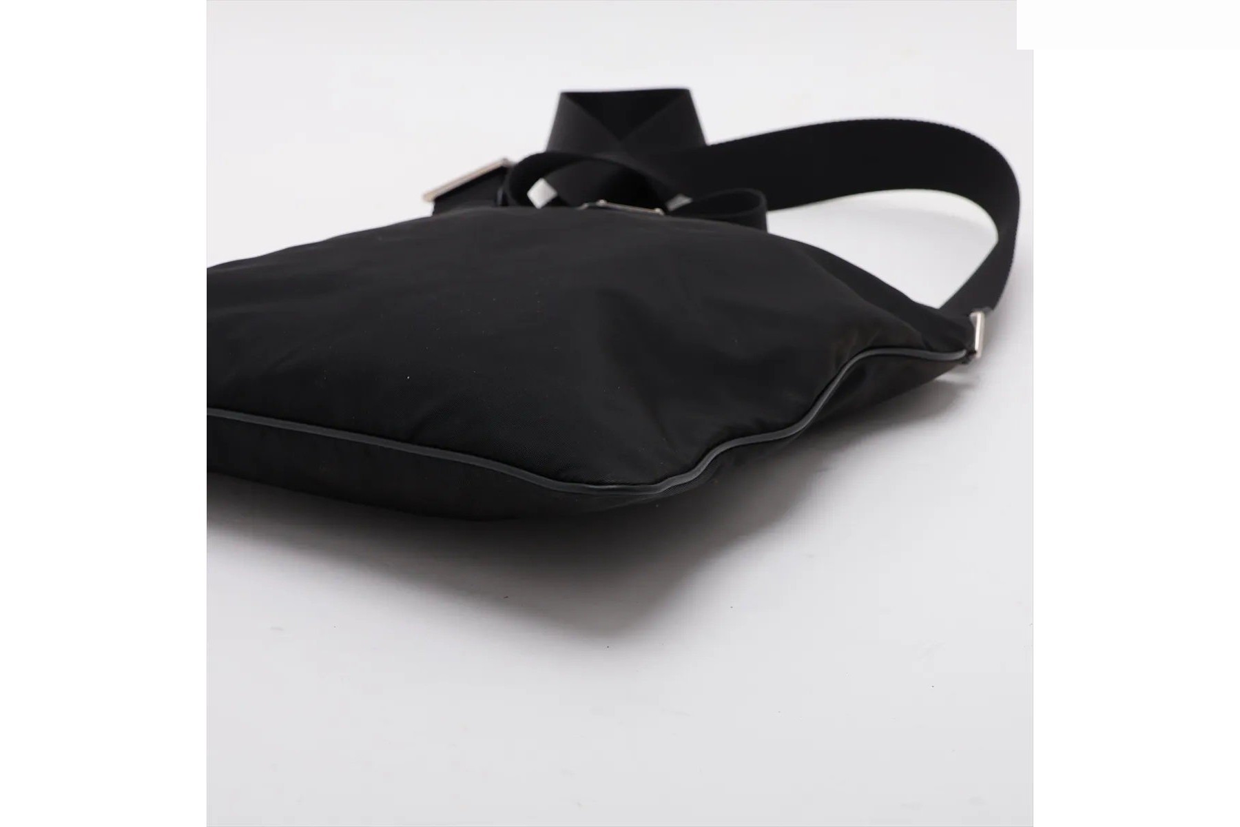 Tessuto Nylon Triangle Logo Leather Shoulder Bag — view 3