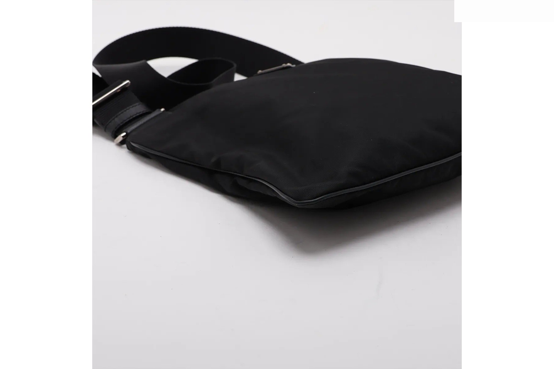 Tessuto Nylon Triangle Logo Leather Shoulder Bag — view 4